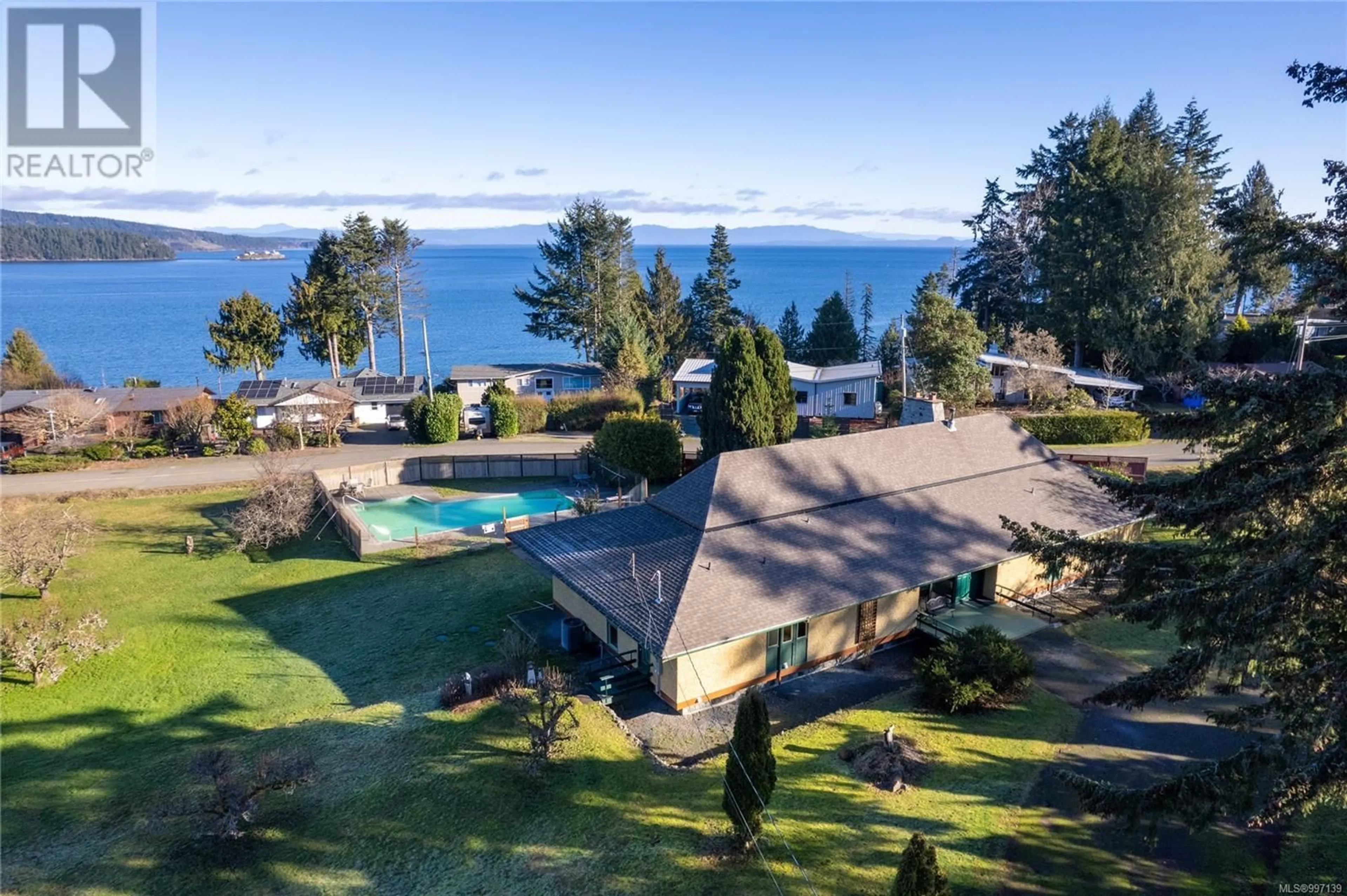 A pic from outside/outdoor area/front of a property/back of a property/a pic from drone, water/lake/river/ocean view for 160 KOPINA DRIVE, Bowser British Columbia V0R1G0