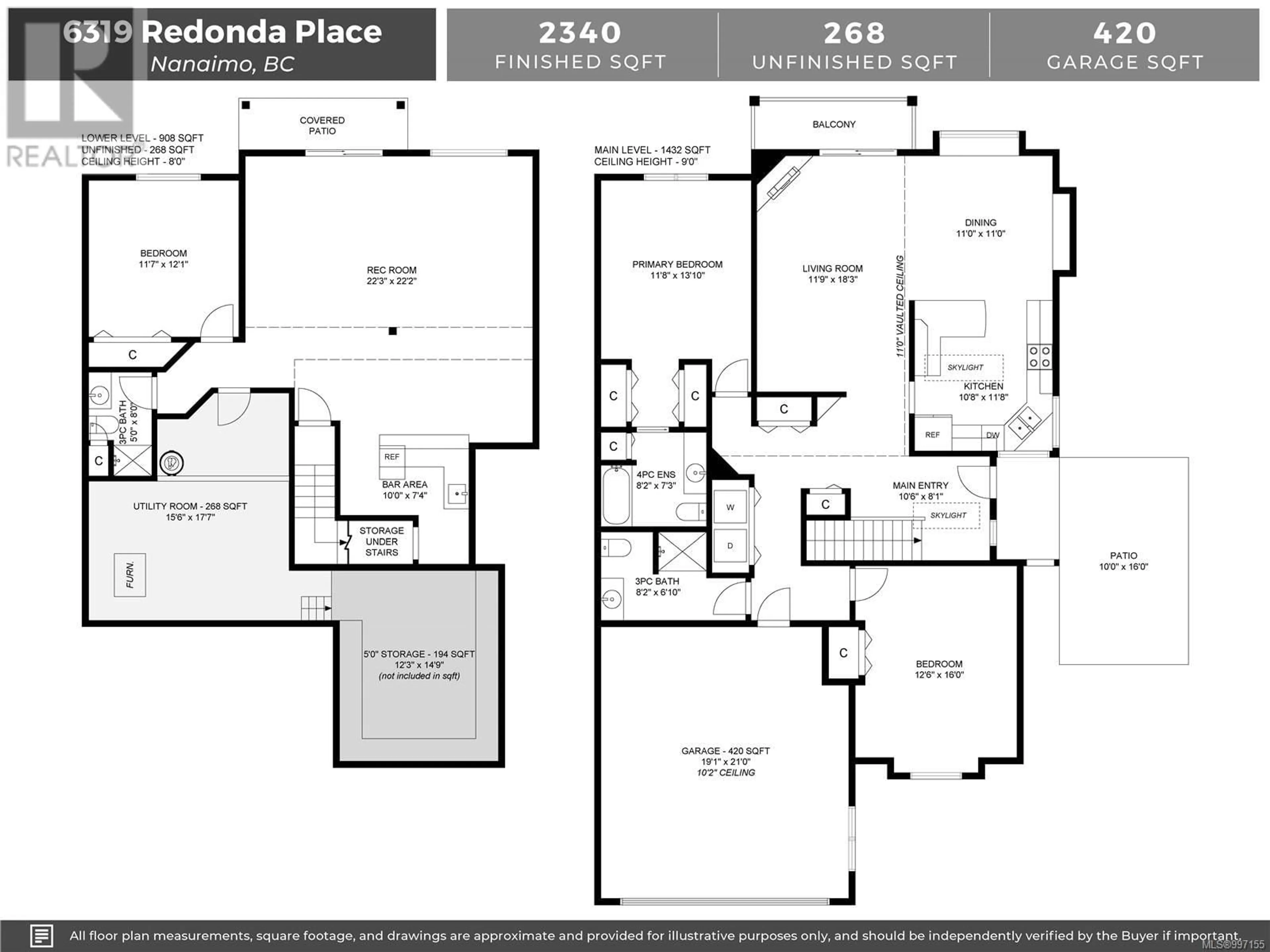 Floor plan for 6319 REDONDA PLACE, Nanaimo British Columbia V9V1S8