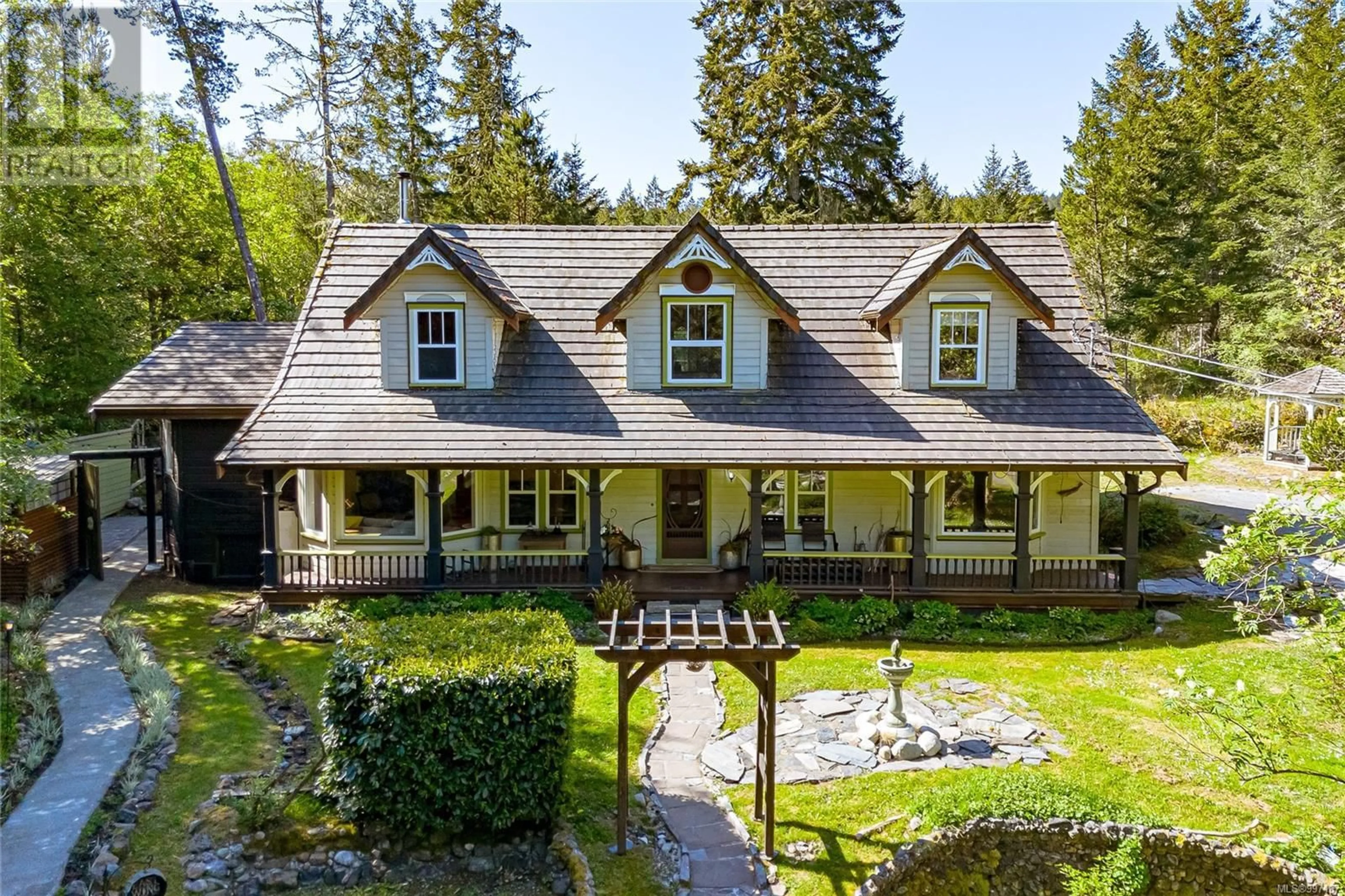 A pic from outside/outdoor area/front of a property/back of a property/a pic from drone, street for 5901 LEDA ROAD, Sooke British Columbia V9Z1B5