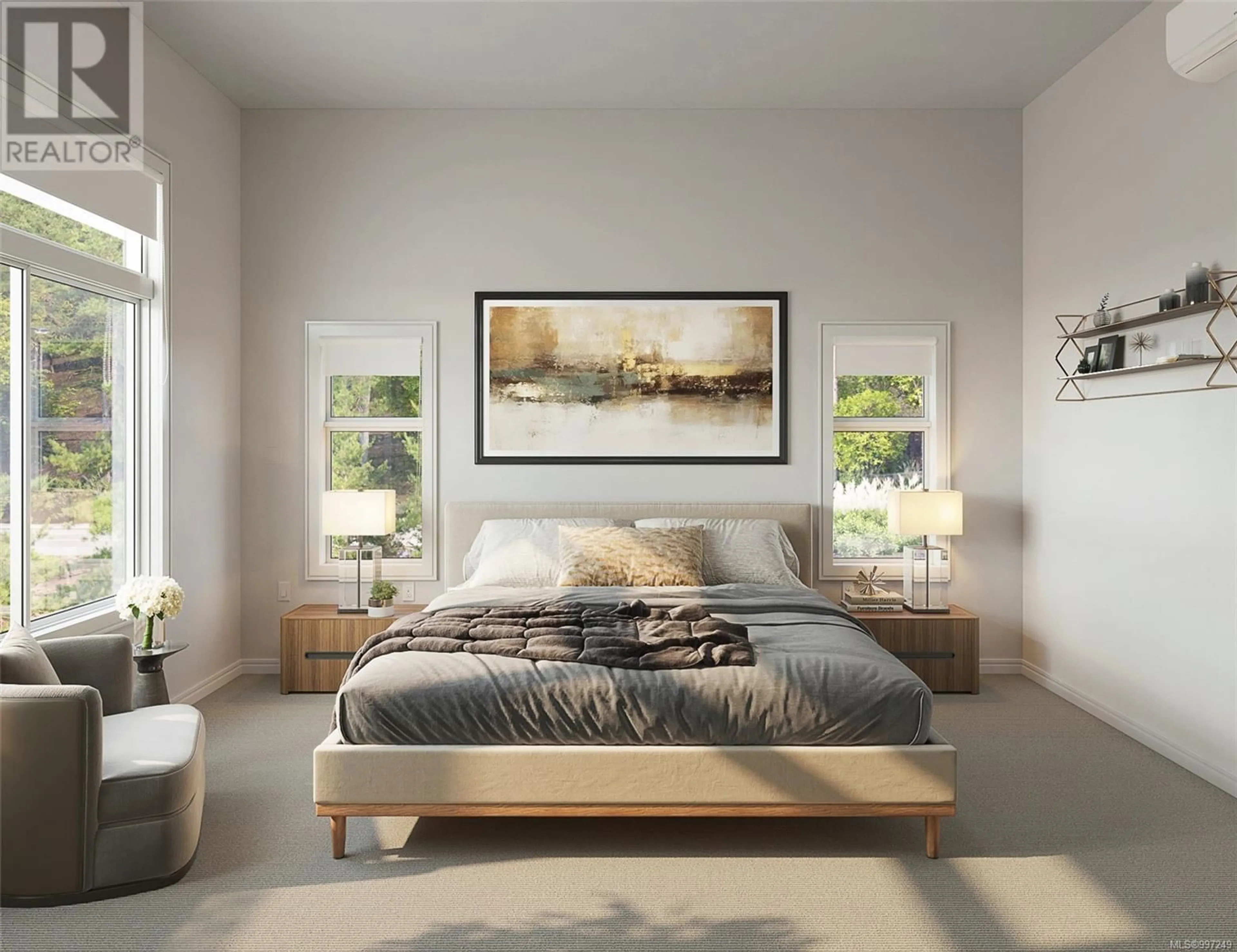 Bedroom with bed, wood/laminate floor for 2508 BRONZITE PLACE, Langford British Columbia V9B7E2