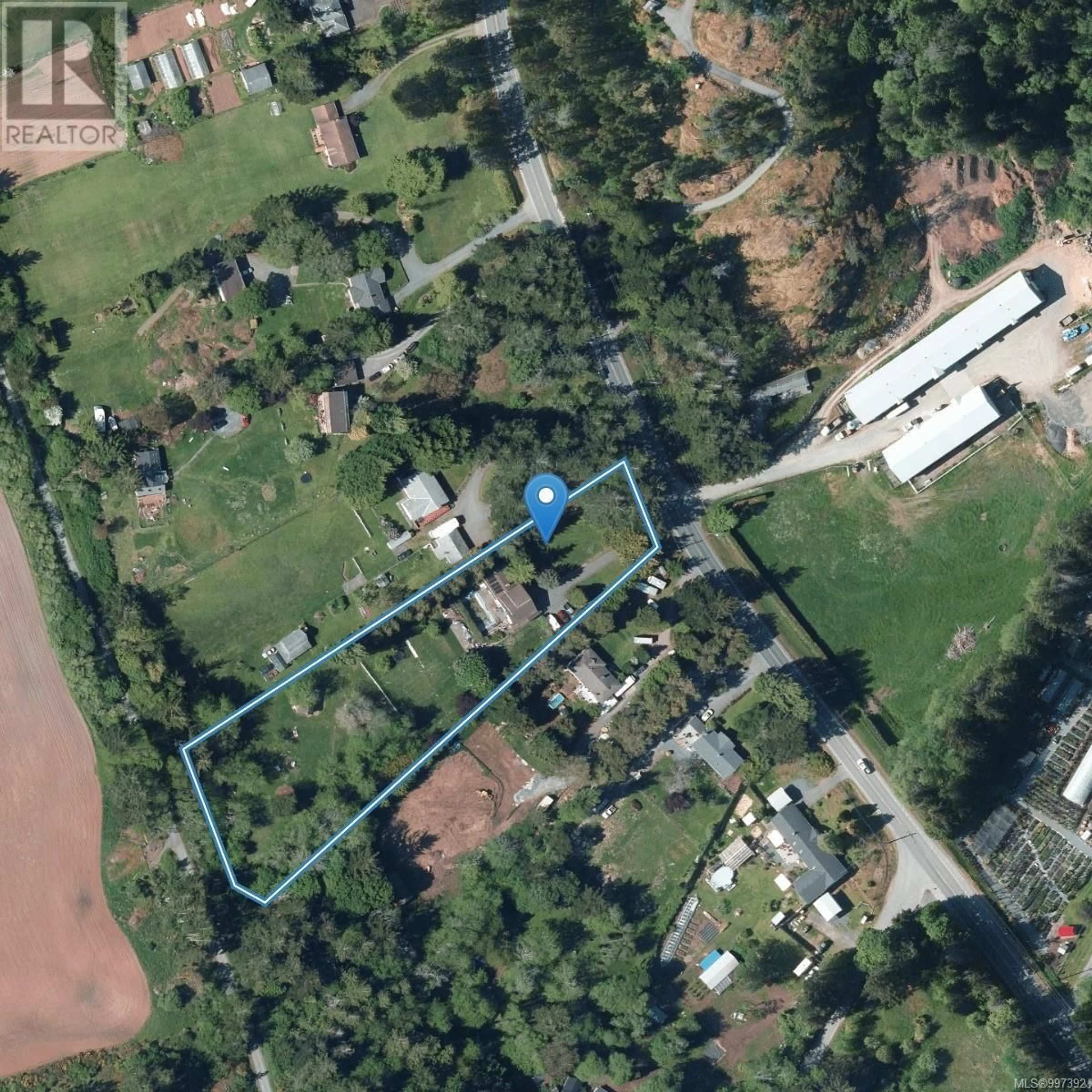 A pic from outside/outdoor area/front of a property/back of a property/a pic from drone, street for 4286 HAPPY VALLEY ROAD, Metchosin British Columbia V9C3Y1