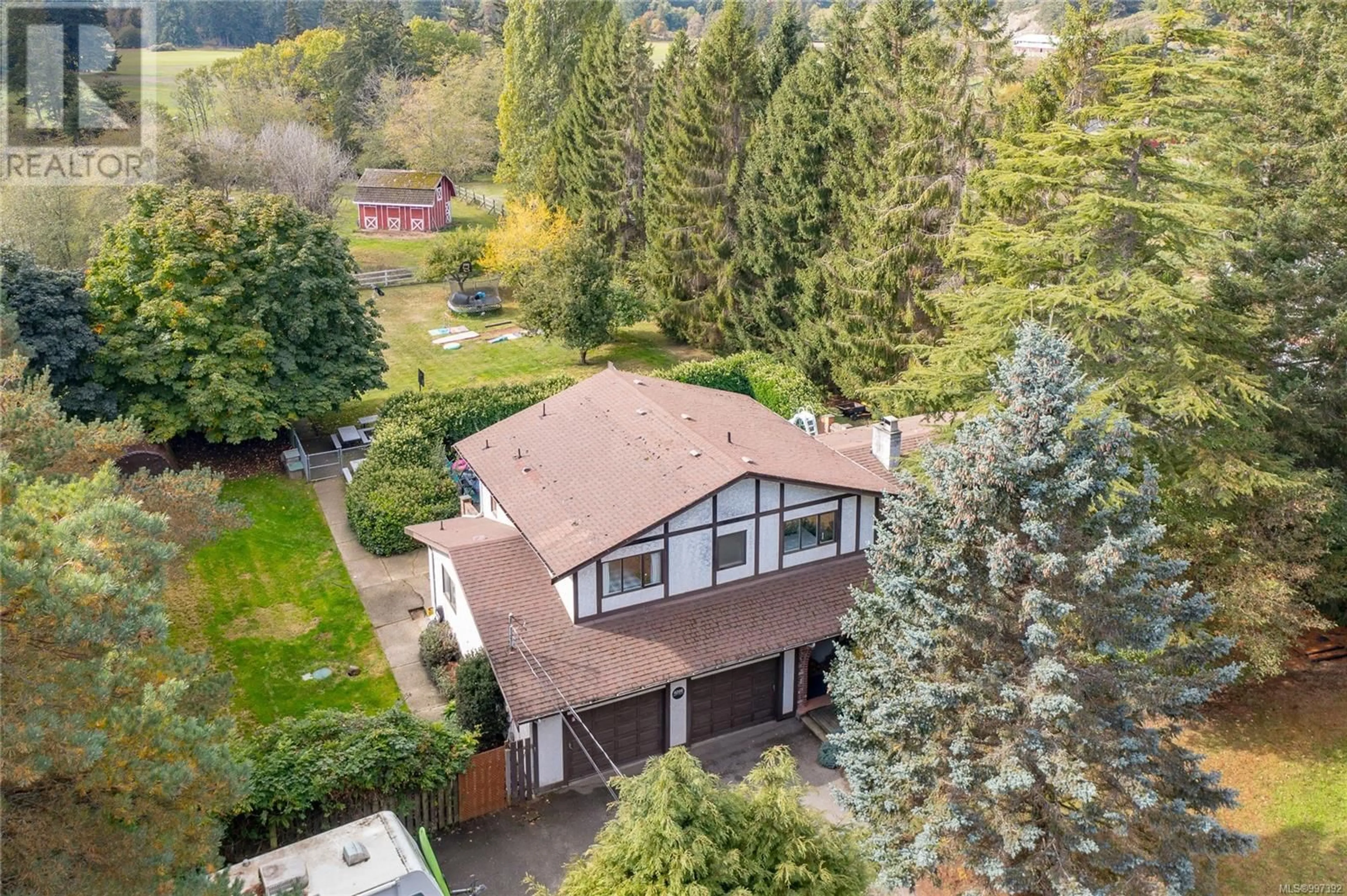 A pic from outside/outdoor area/front of a property/back of a property/a pic from drone, mountain view for 4286 HAPPY VALLEY ROAD, Metchosin British Columbia V9C3Y1