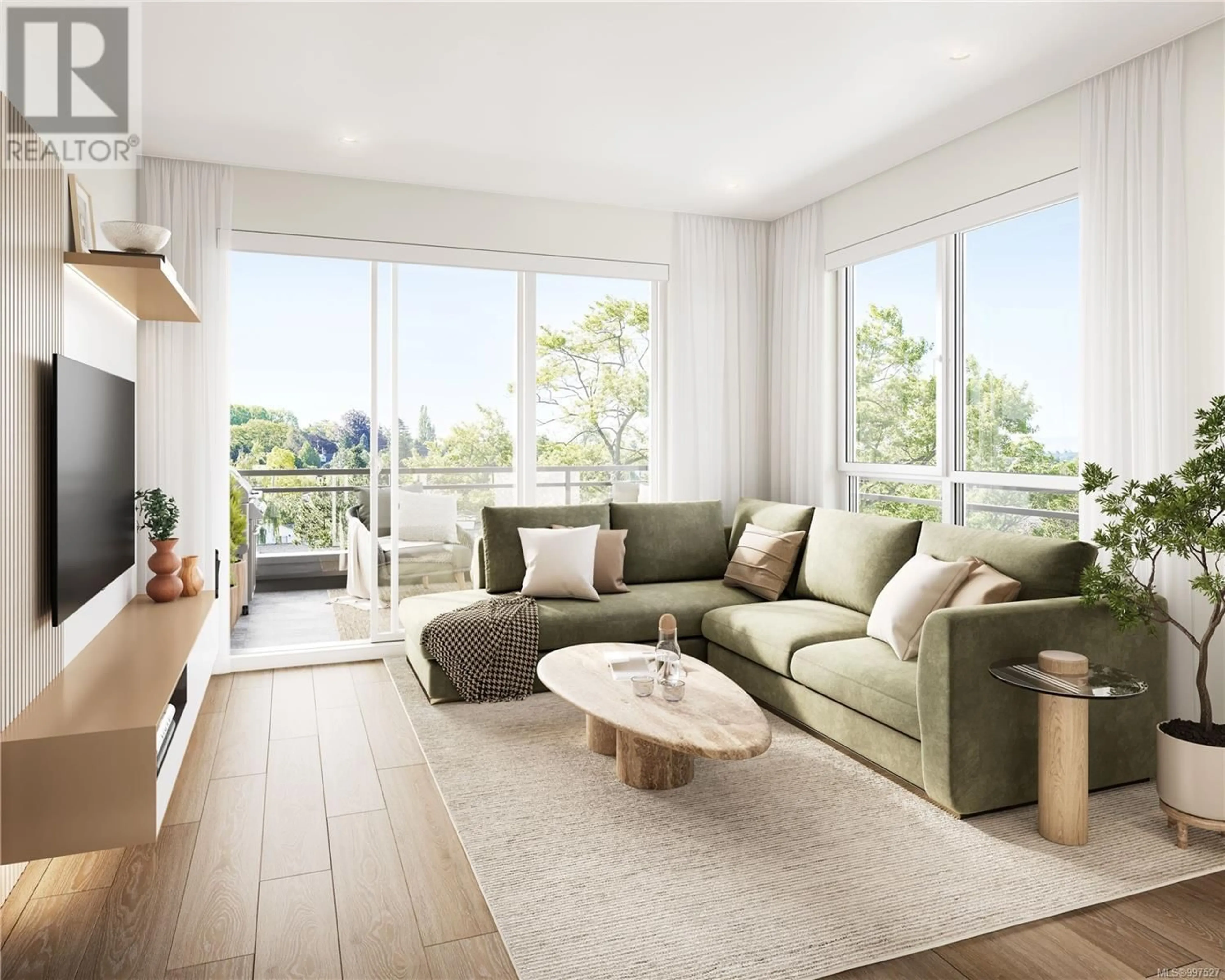 Living room with furniture, wood/laminate floor for 114 - 3226 SHELBOURNE STREET, Saanich British Columbia V8P5G8