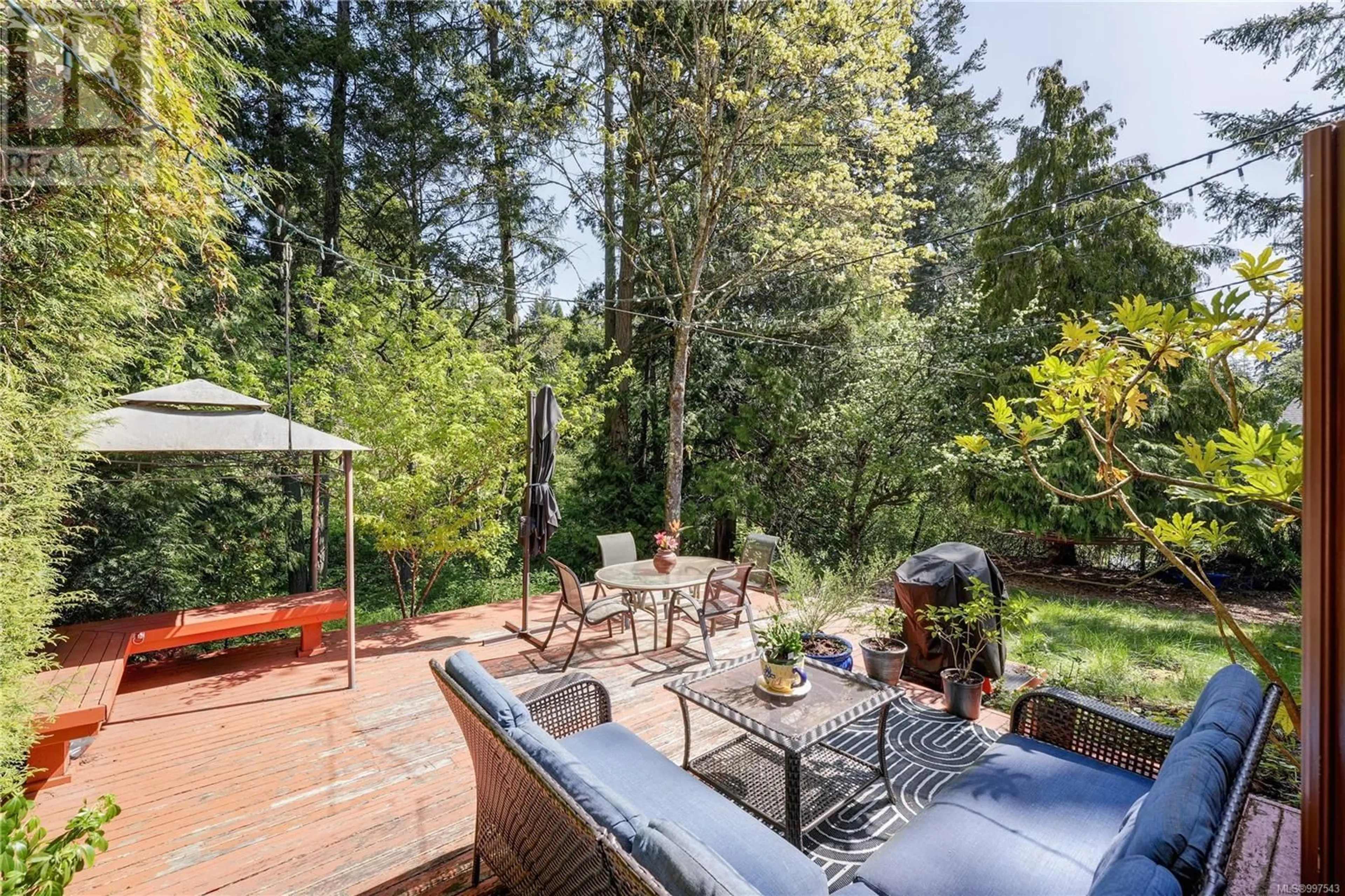 Patio, forest/trees view for 111 MARLER DRIVE, View Royal British Columbia V9B6B7