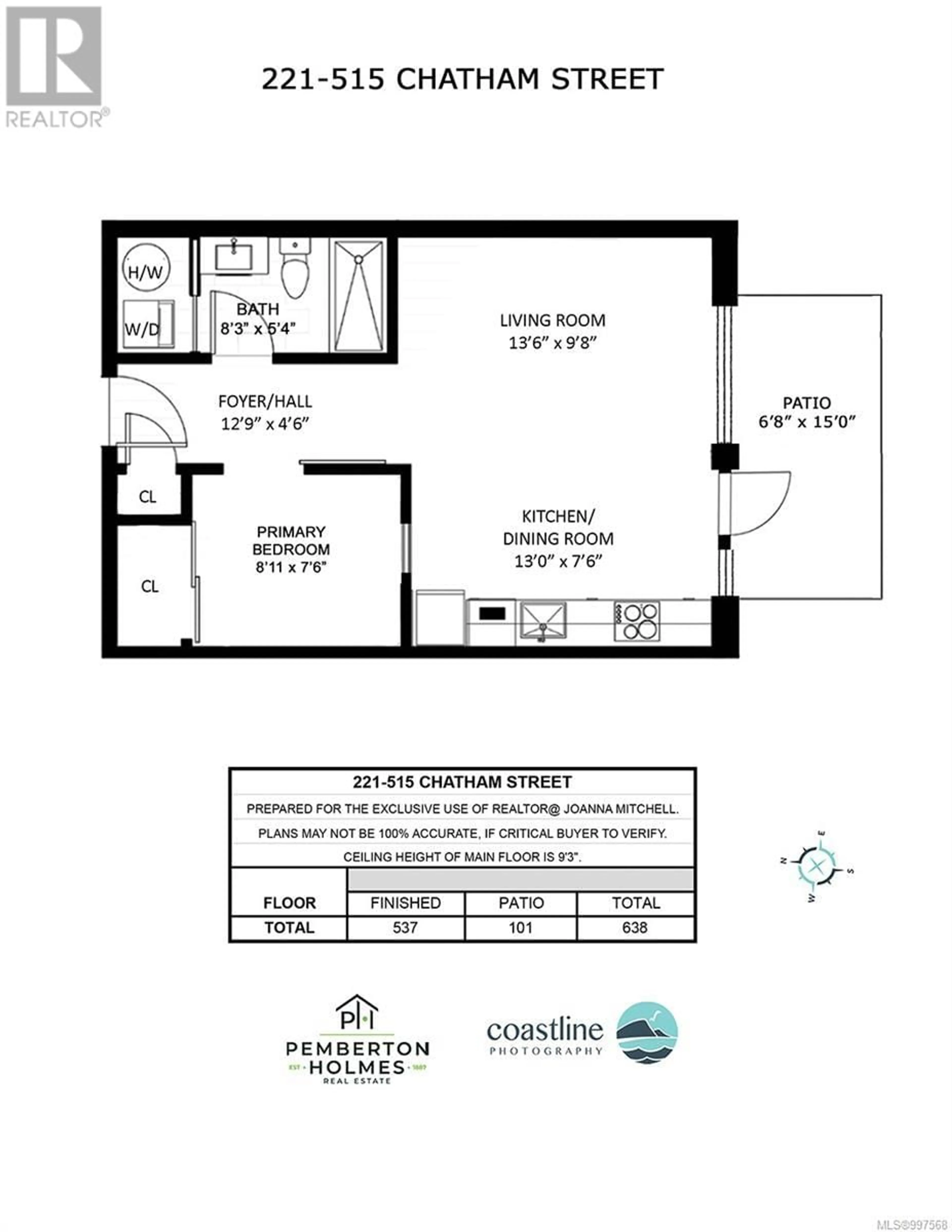 Floor plan for 221 - 515 CHATHAM STREET, Victoria British Columbia V8T0C8