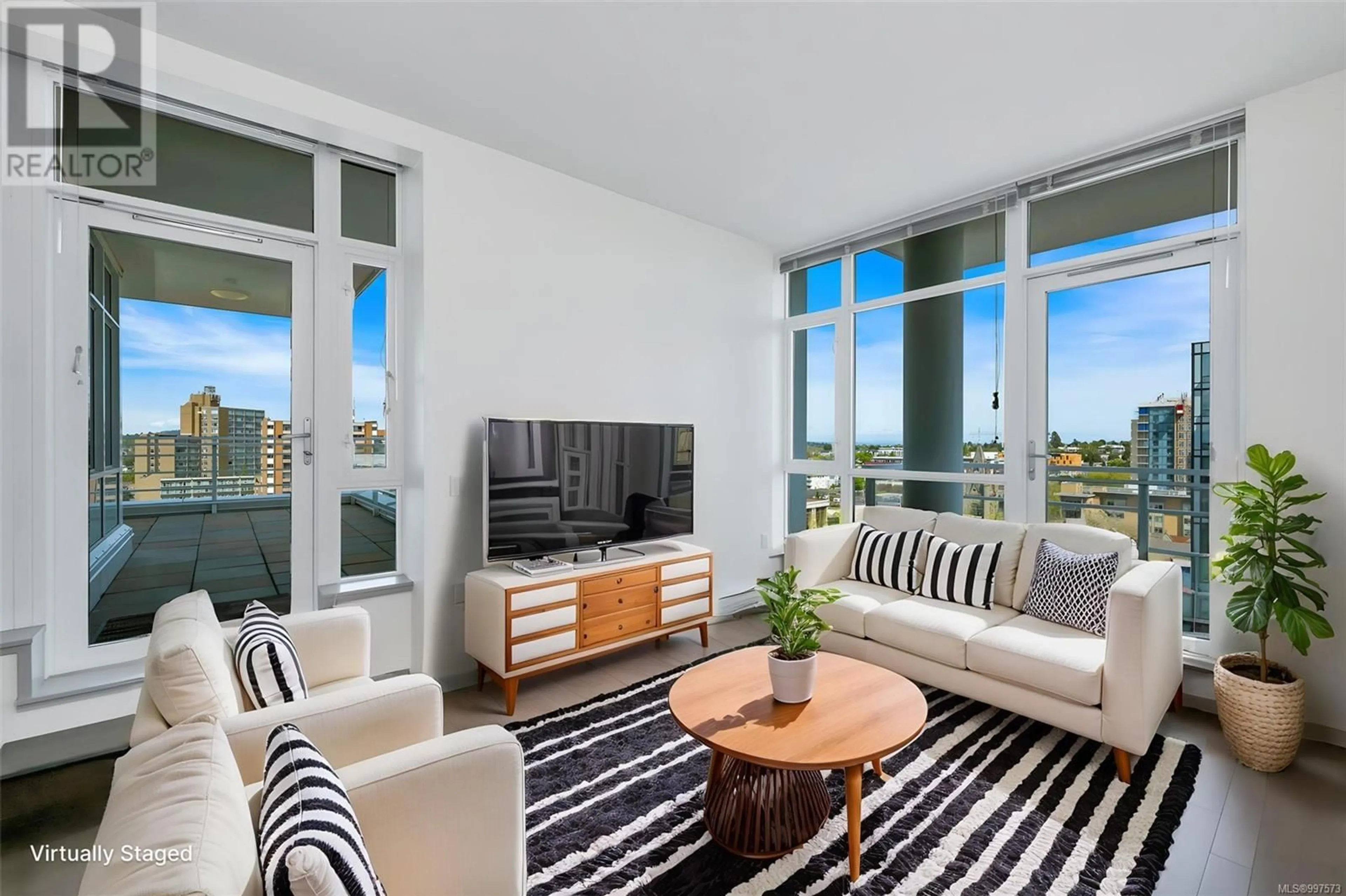 Living room with furniture, unknown for 1404 - 834 JOHNSON STREET, Victoria British Columbia V8W1N3