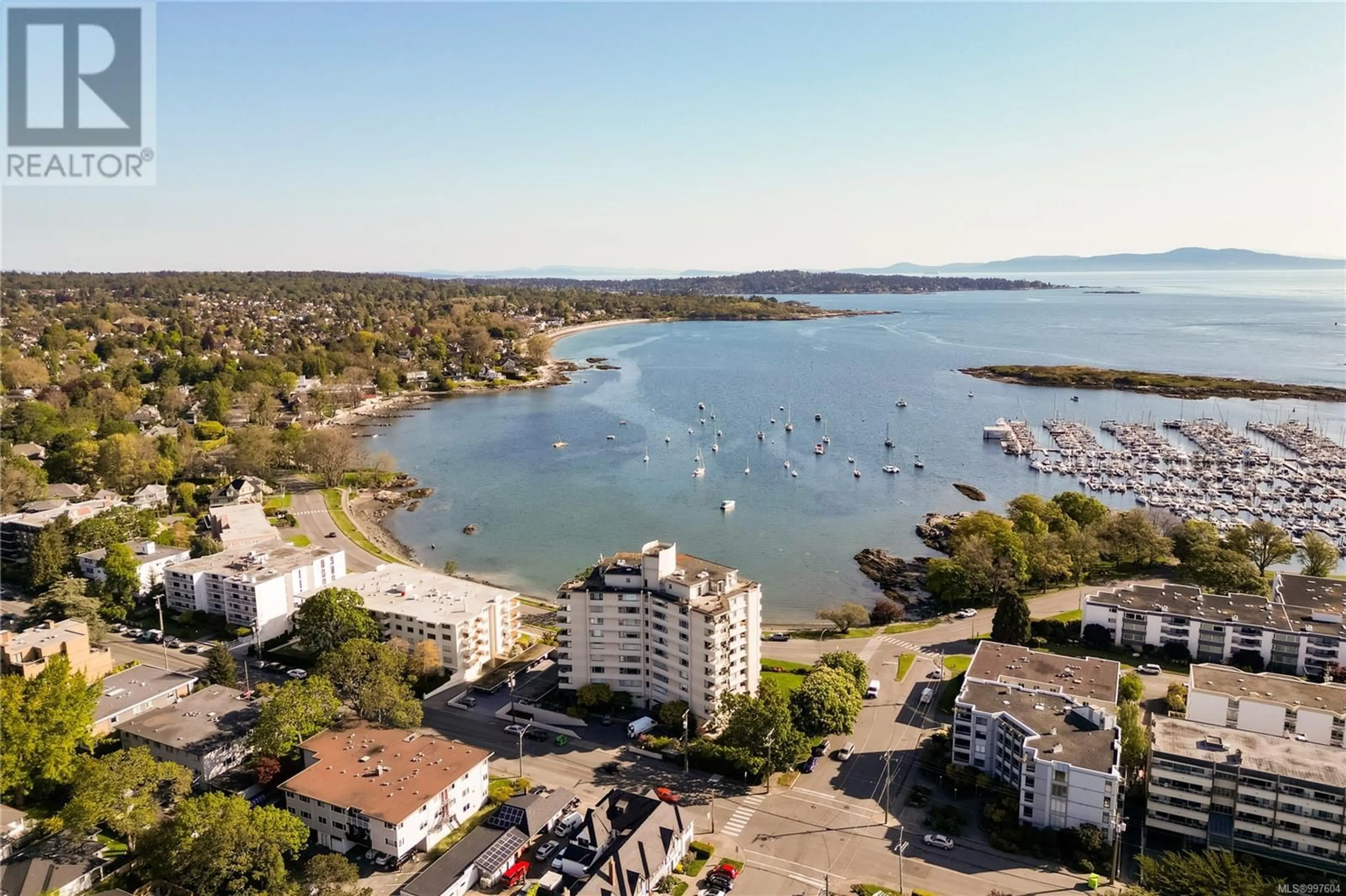 A pic from outside/outdoor area/front of a property/back of a property/a pic from drone, water/lake/river/ocean view for 101 - 1420 BEACH DRIVE, Oak Bay British Columbia V8S2N8
