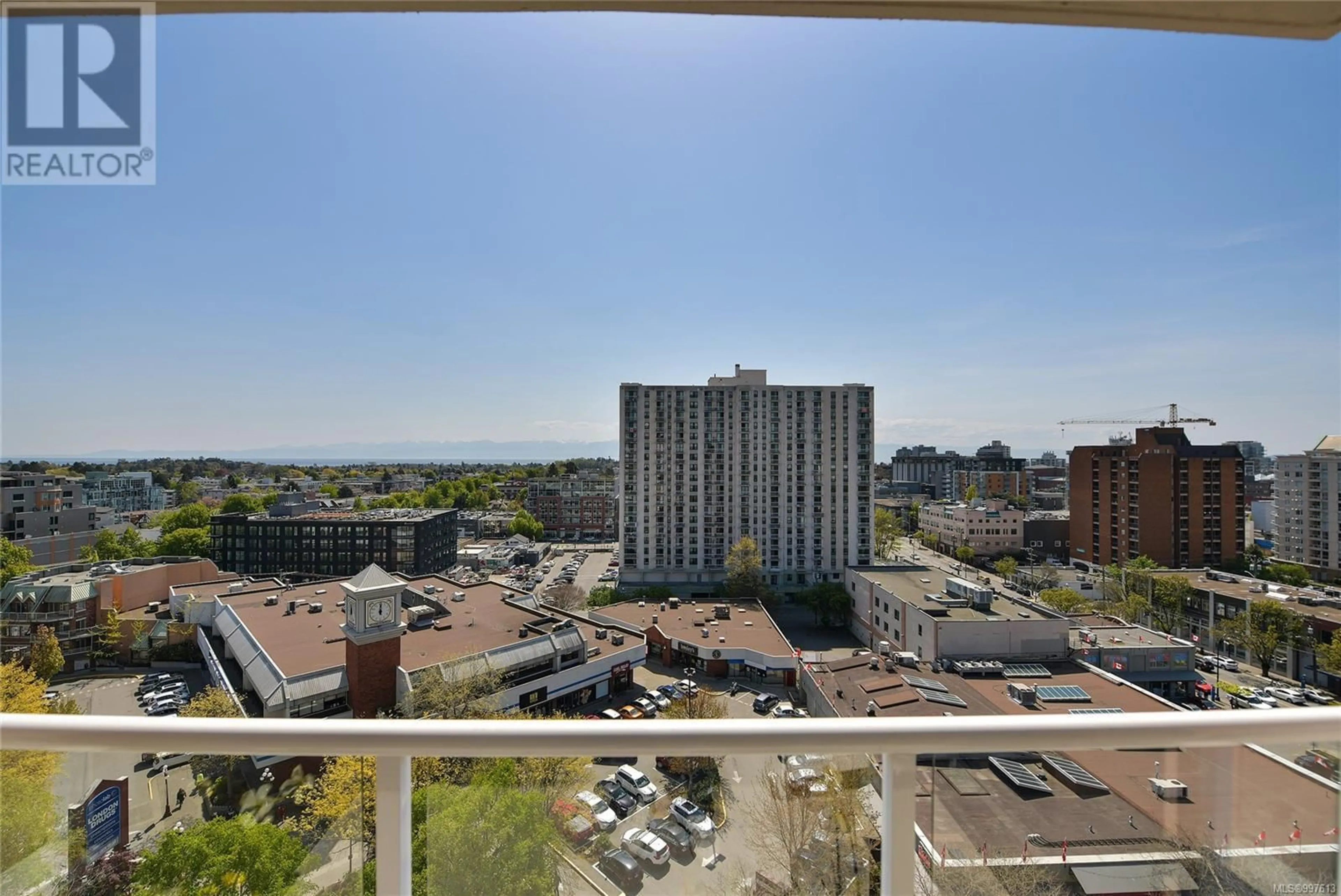 Balcony in the apartment, city buildings view from balcony for 1206 - 930 YATES STREET, Victoria British Columbia V8V4Z3