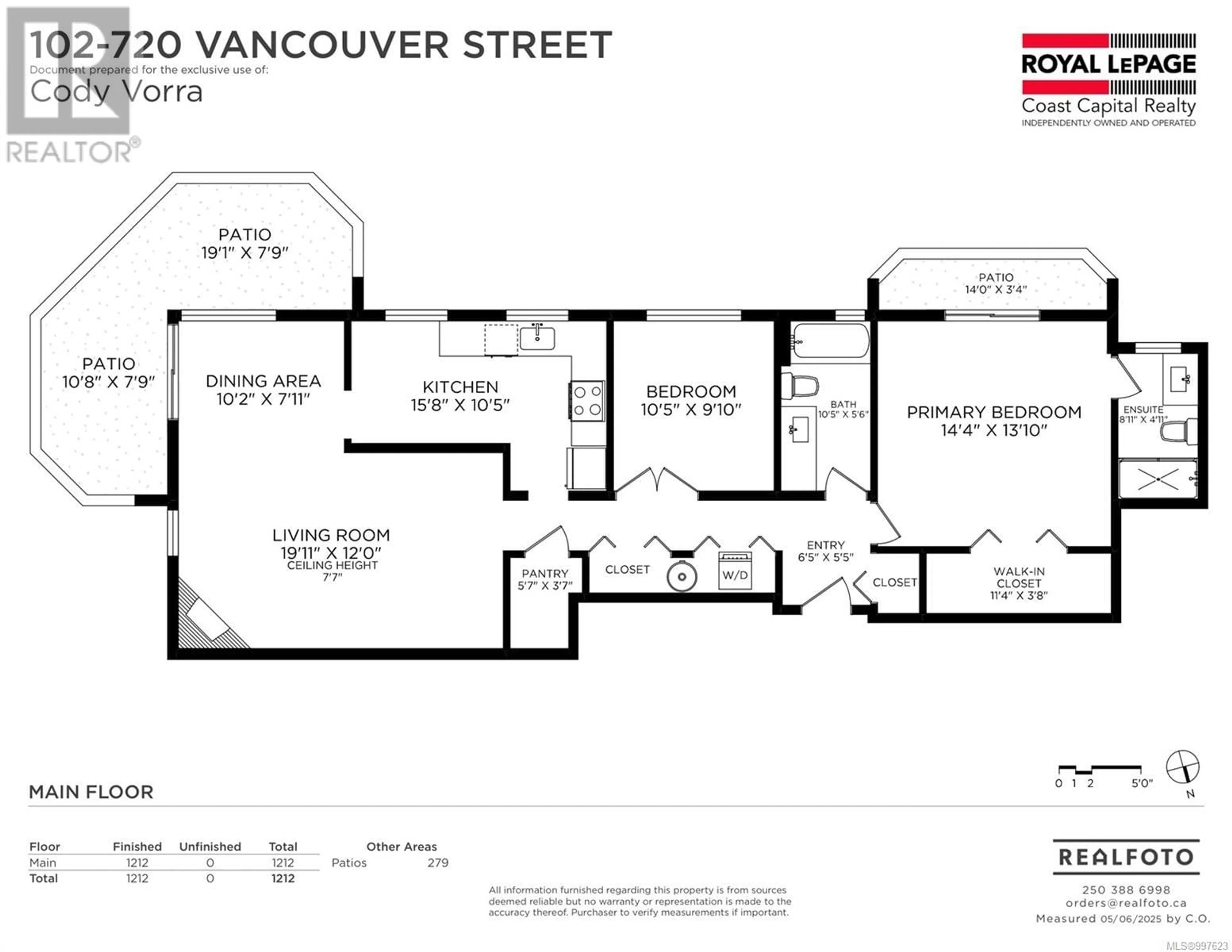 Floor plan for 102 - 720 VANCOUVER STREET, Victoria British Columbia V8V3V3