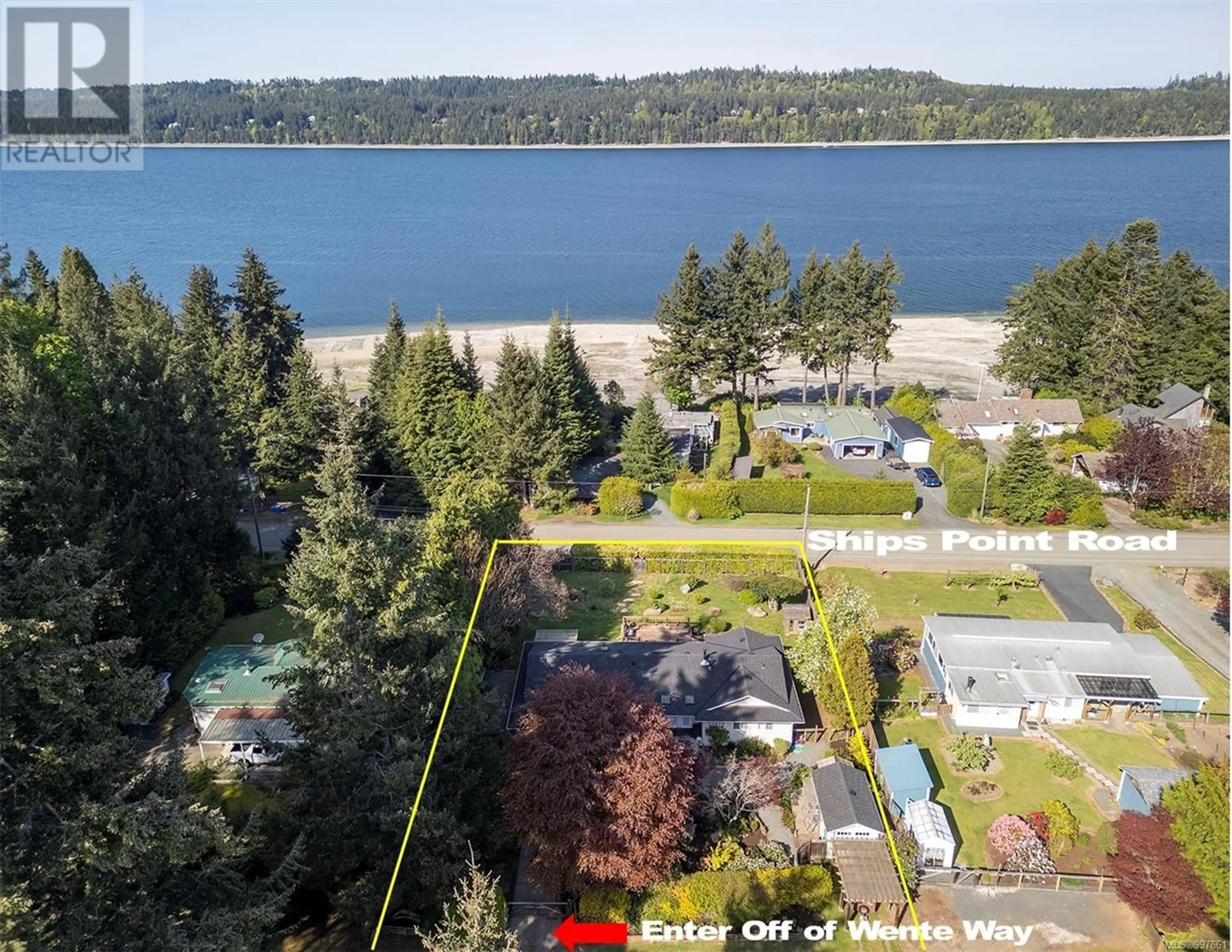 A pic from outside/outdoor area/front of a property/back of a property/a pic from drone, water/lake/river/ocean view for 7616 WENTE WAY, Fanny Bay British Columbia V0R1W0