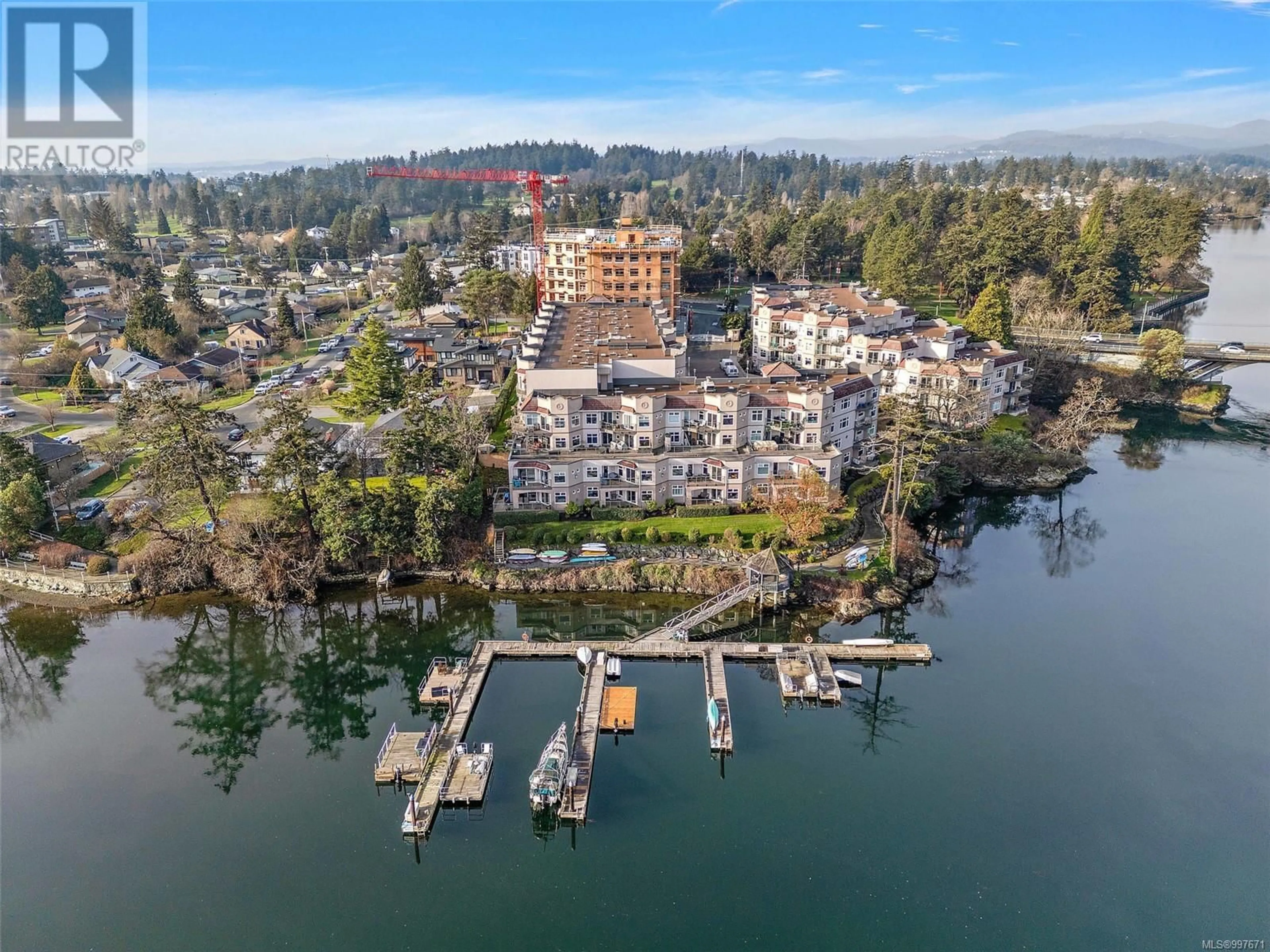 A pic from outside/outdoor area/front of a property/back of a property/a pic from drone, water/lake/river/ocean view for 216 - 1083 TILLICUM ROAD, Esquimalt British Columbia V9V7L7