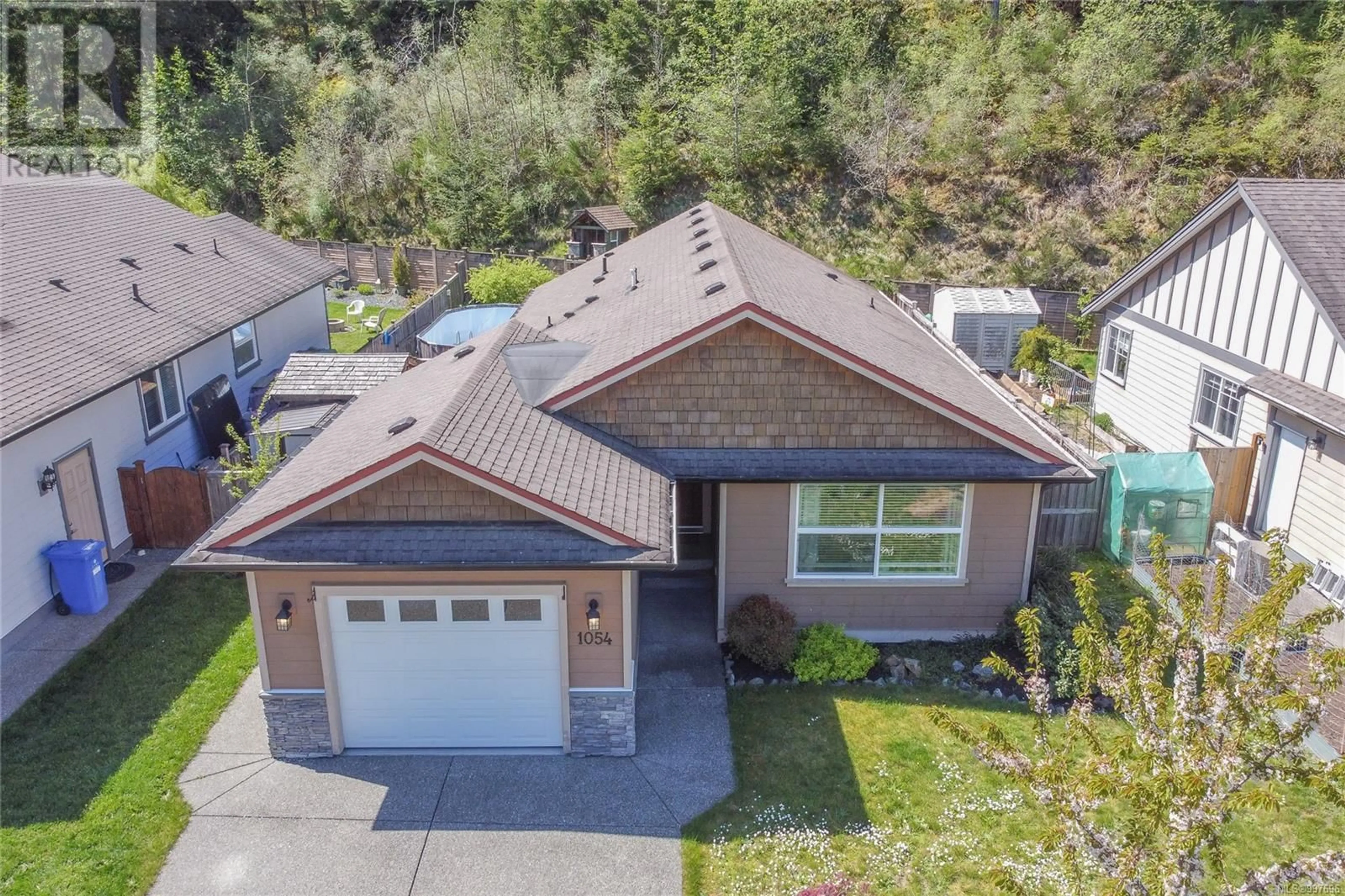 A pic from outside/outdoor area/front of a property/back of a property/a pic from drone, street for 1054 FITZGERALD ROAD, Shawnigan Lake British Columbia V0R2W3