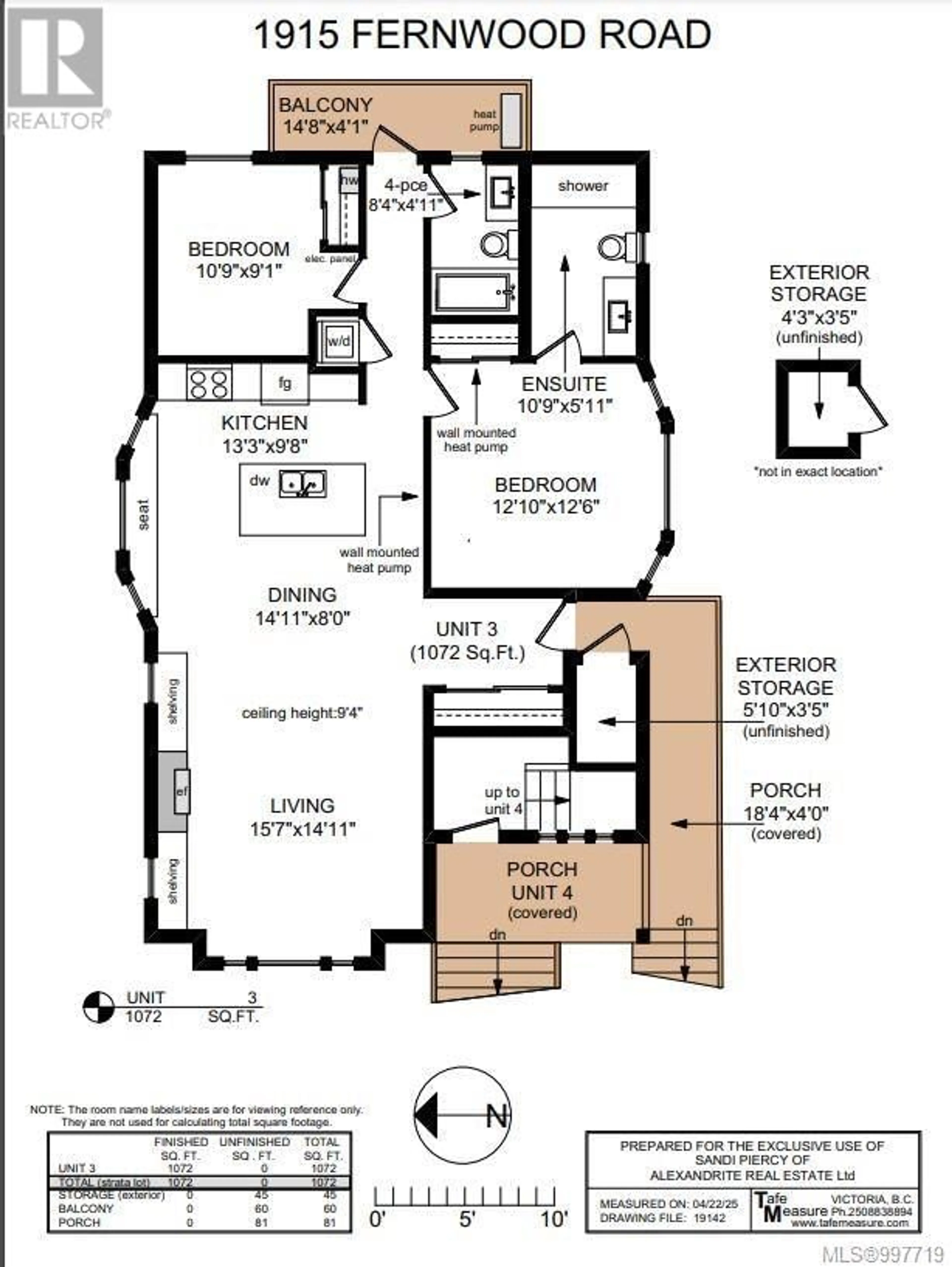 Floor plan for 4 - 1915 FERNWOOD ROAD, Victoria British Columbia V8T2Y6