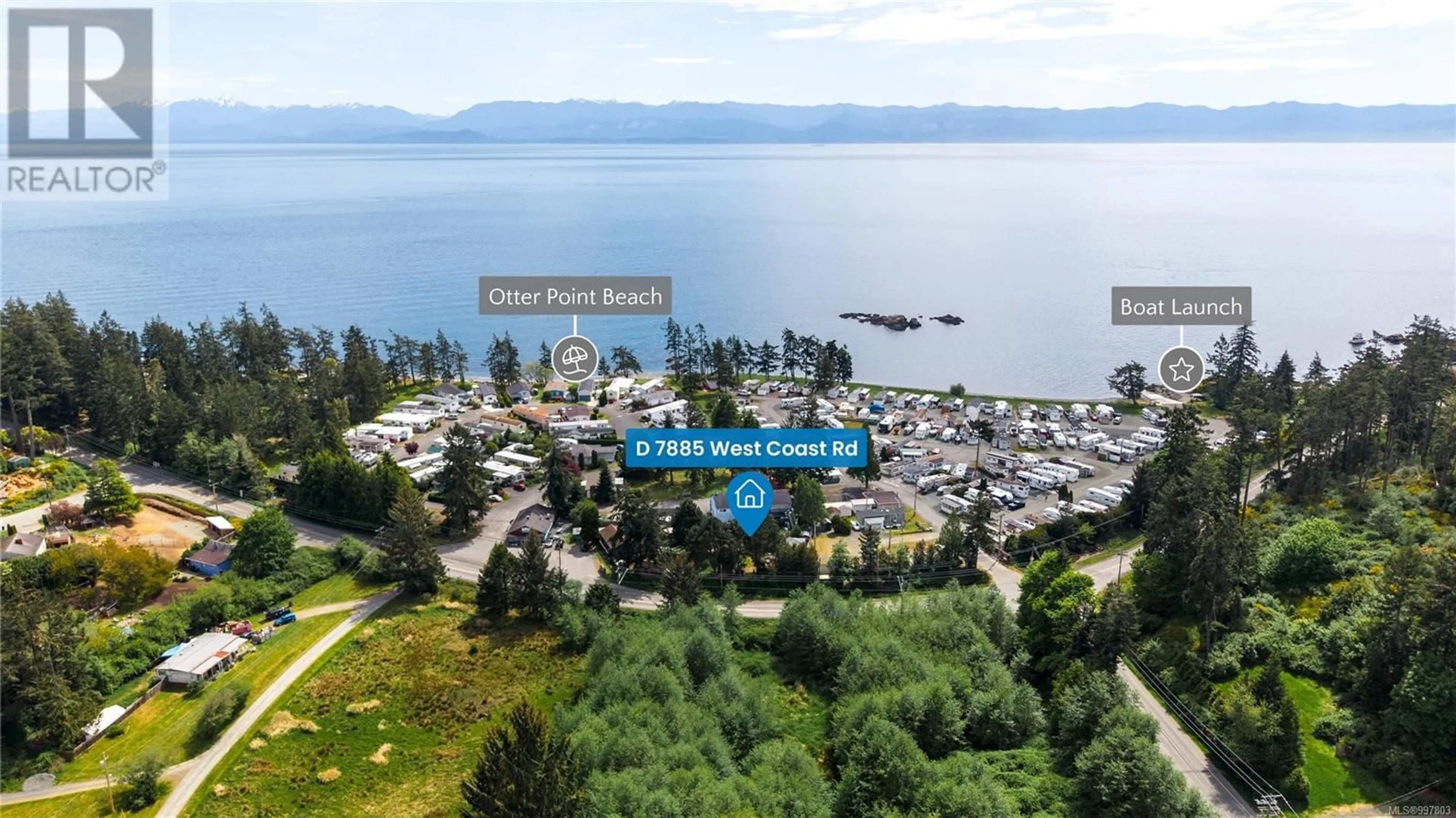 A pic from outside/outdoor area/front of a property/back of a property/a pic from drone, water/lake/river/ocean view for D - 7885 WEST COAST ROAD, Sooke British Columbia V9Z0R6