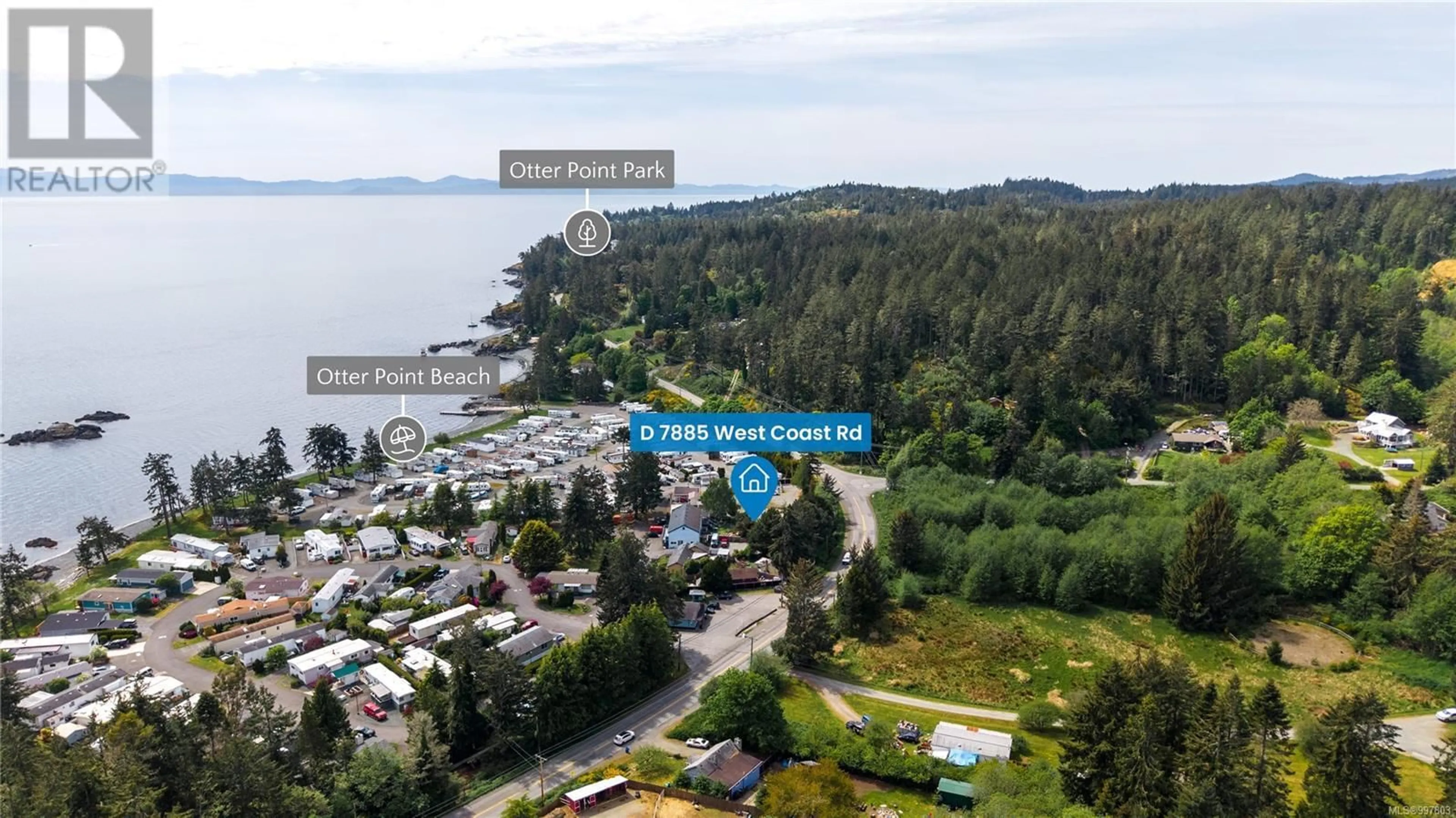 A pic from outside/outdoor area/front of a property/back of a property/a pic from drone, water/lake/river/ocean view for D - 7885 WEST COAST ROAD, Sooke British Columbia V9Z0R6