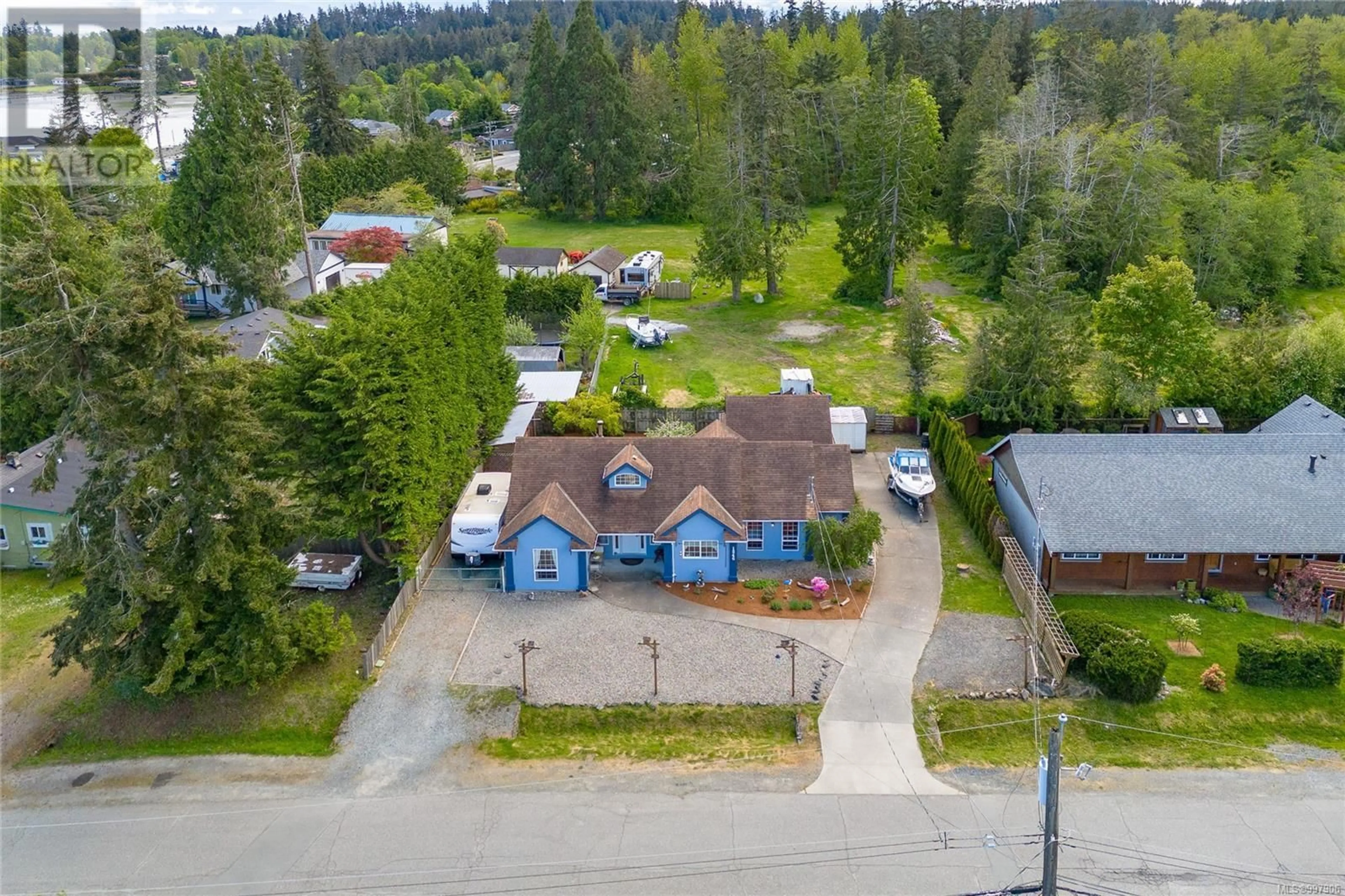 A pic from outside/outdoor area/front of a property/back of a property/a pic from drone, street for 1846 TOMINNY ROAD, Sooke British Columbia V0S1N0