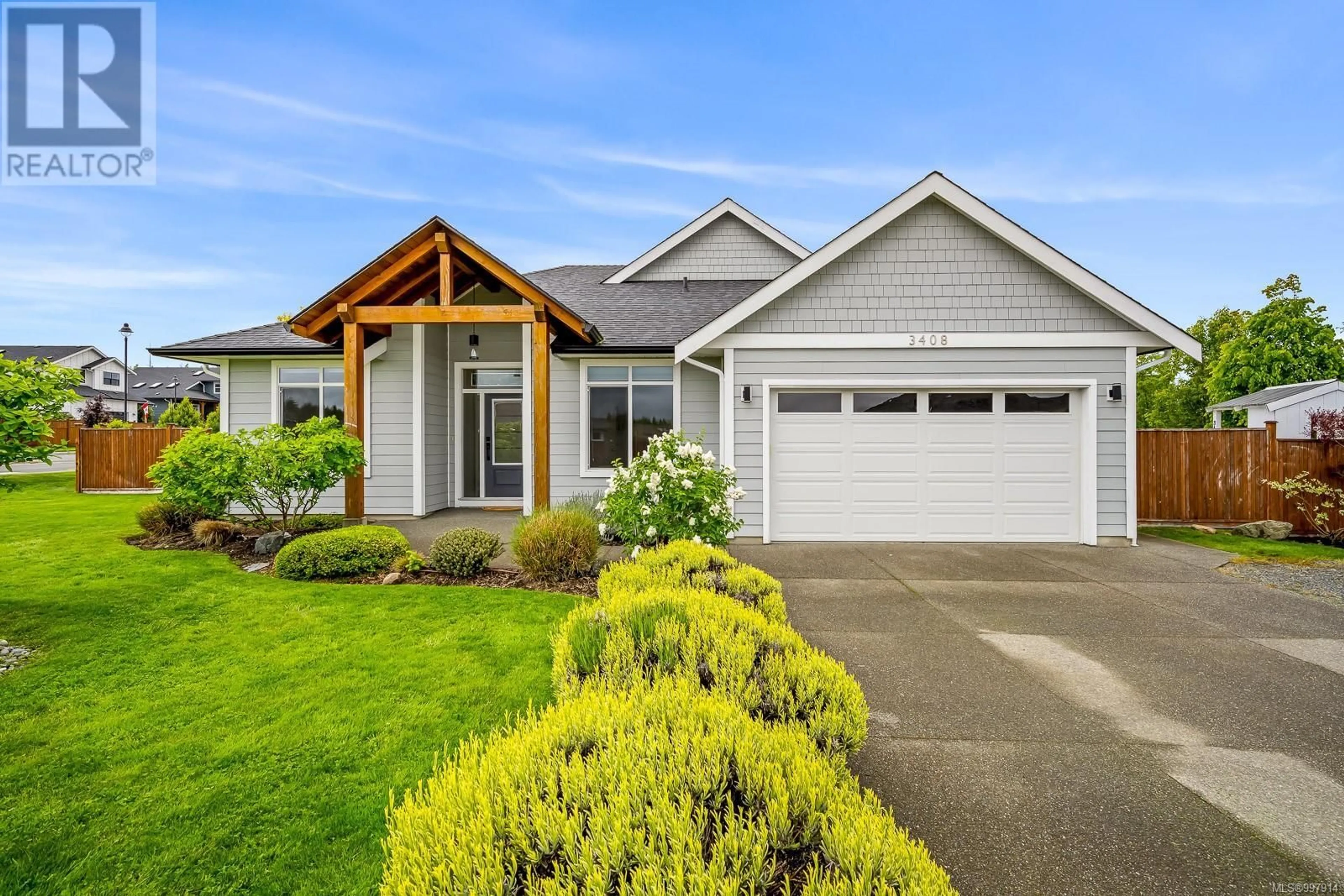 Home with vinyl exterior material, street for 3408 HARBOURVIEW BOULEVARD, Courtenay British Columbia V9N0B5