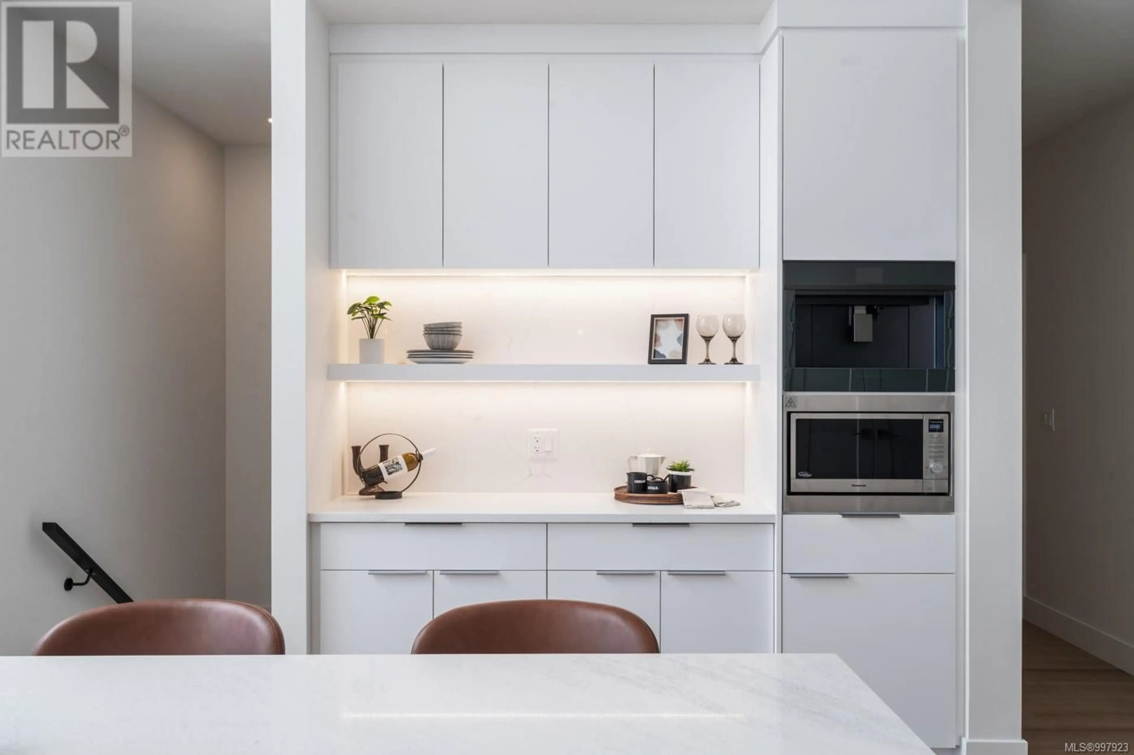 Contemporary kitchen, ceramic/tile floor for 101 - 2332 COPPER ROCK COURT, Langford British Columbia V9B0G4