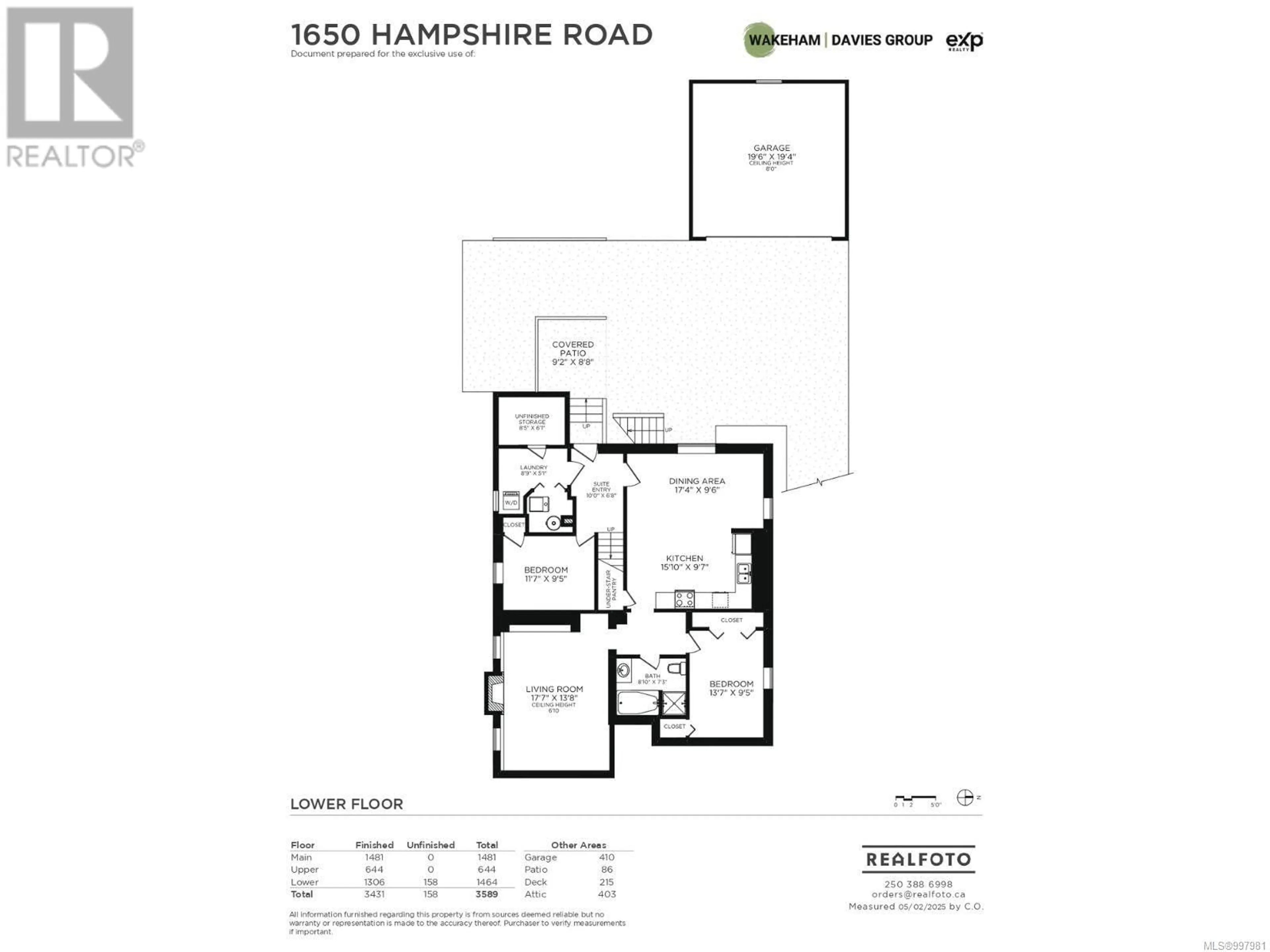 Floor plan for 1650 HAMPSHIRE ROAD, Oak Bay British Columbia V8R5T5