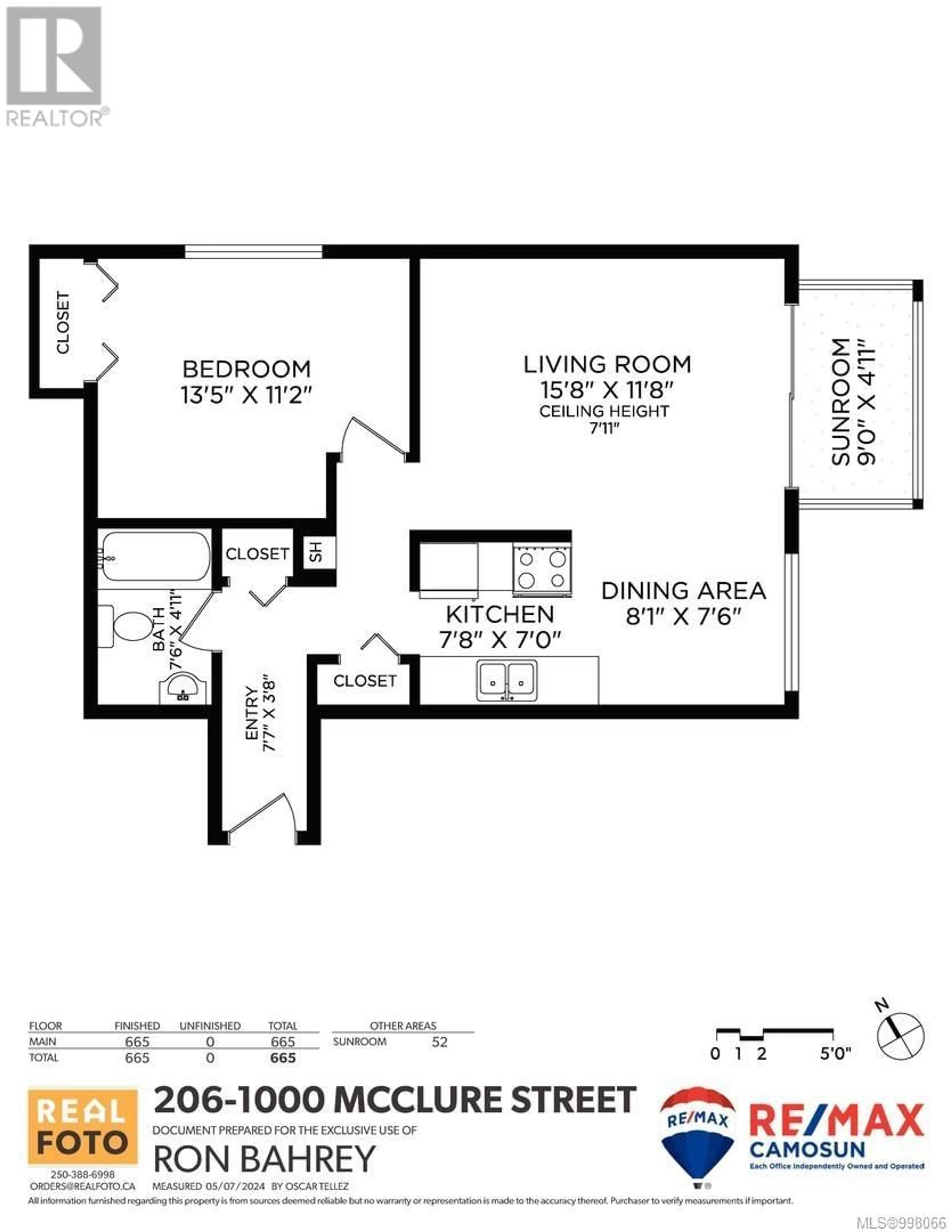 Floor plan for 206 - 1000 MCCLURE STREET, Victoria British Columbia V8V3E9