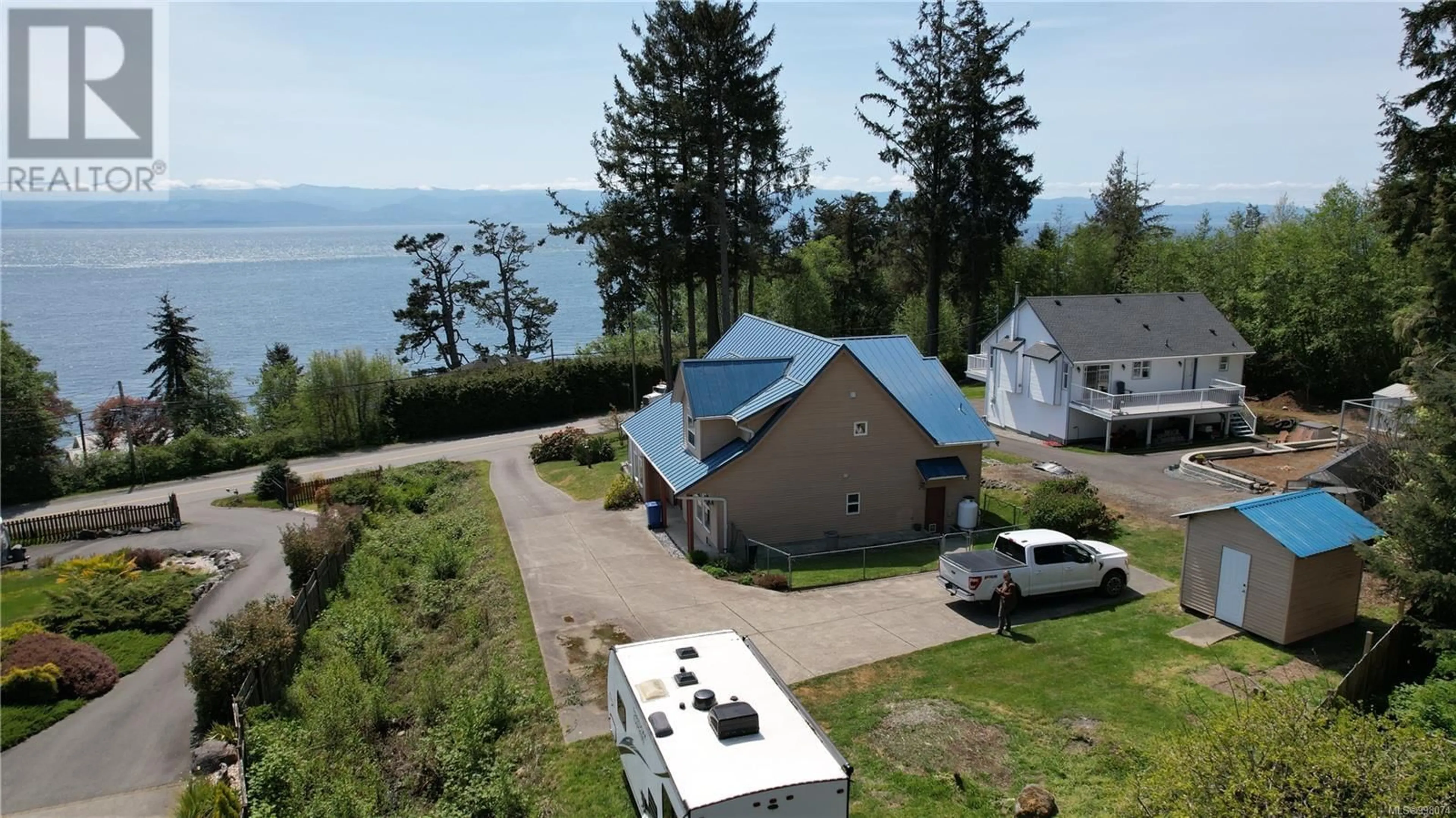 A pic from outside/outdoor area/front of a property/back of a property/a pic from drone, water/lake/river/ocean view for 8284 WEST COAST ROAD, Sooke British Columbia V9Z1E1