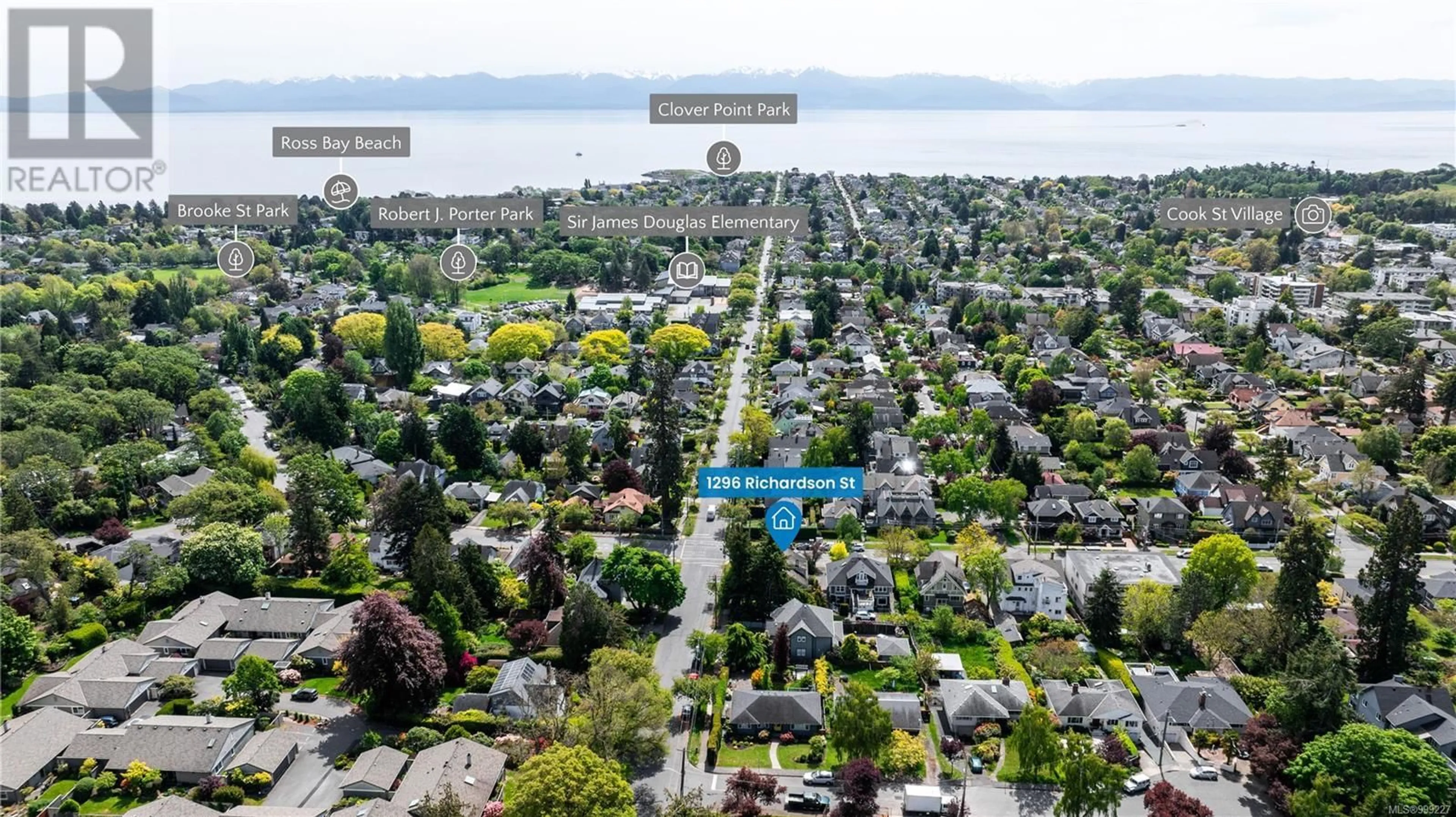 A pic from outside/outdoor area/front of a property/back of a property/a pic from drone, water/lake/river/ocean view for 1296 RICHARDSON STREET, Victoria British Columbia V8V3E1