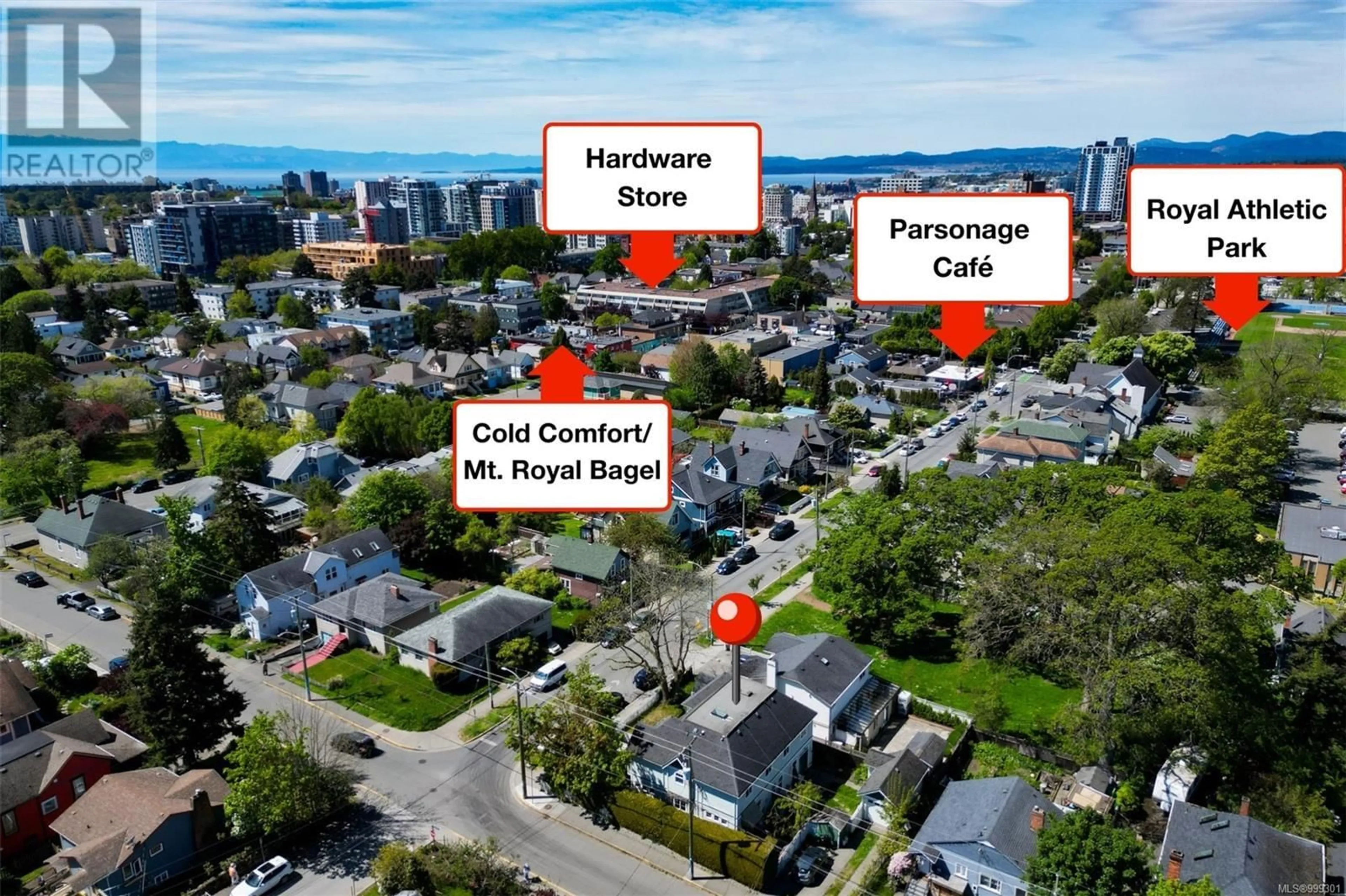 A pic from outside/outdoor area/front of a property/back of a property/a pic from drone, city buildings view from balcony for 1168 CALEDONIA AVENUE, Victoria British Columbia V8T1G1