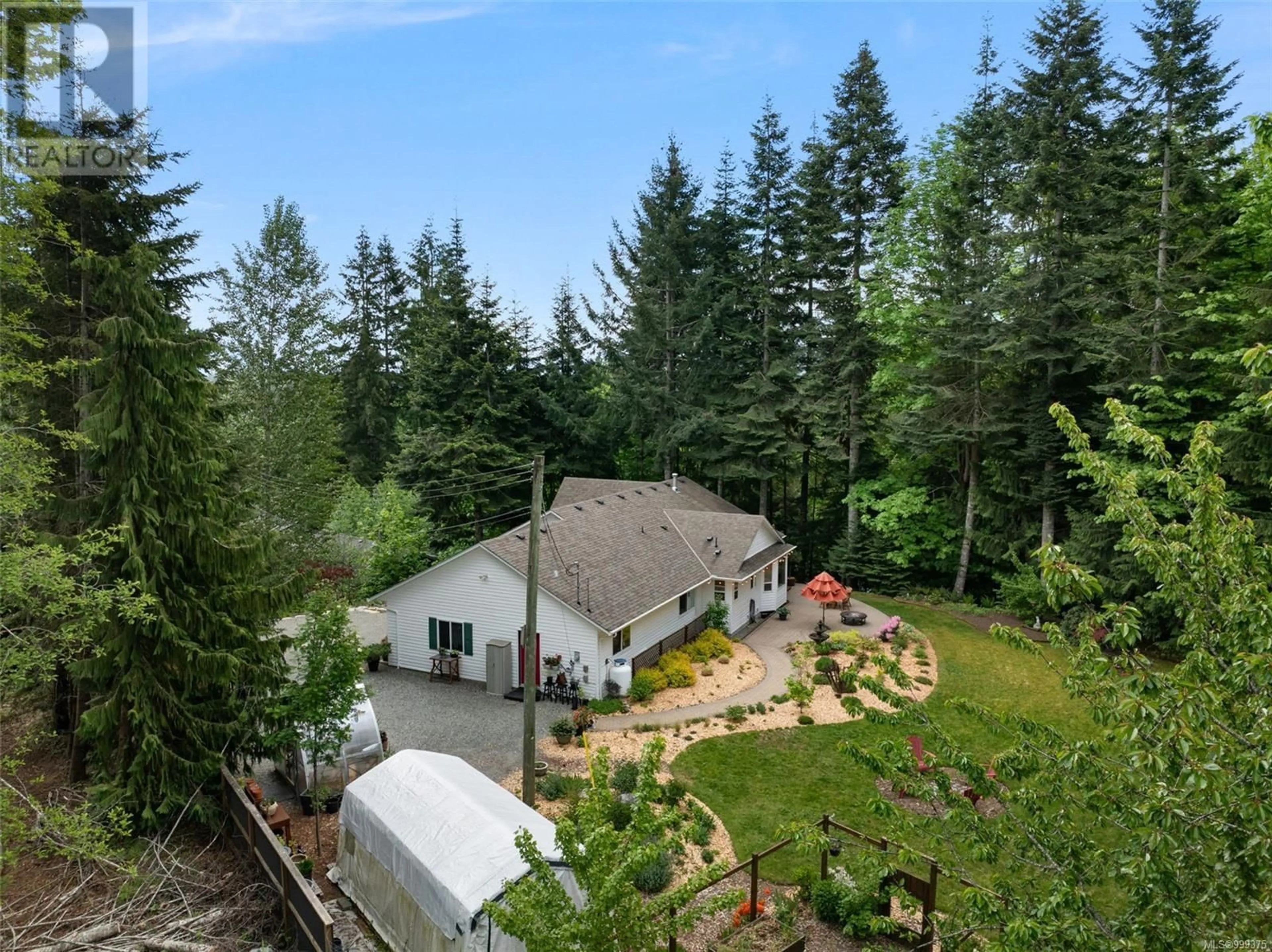 A pic from outside/outdoor area/front of a property/back of a property/a pic from drone, forest/trees view for 182/184 TERN ROAD, Lake Cowichan British Columbia V0R2G0