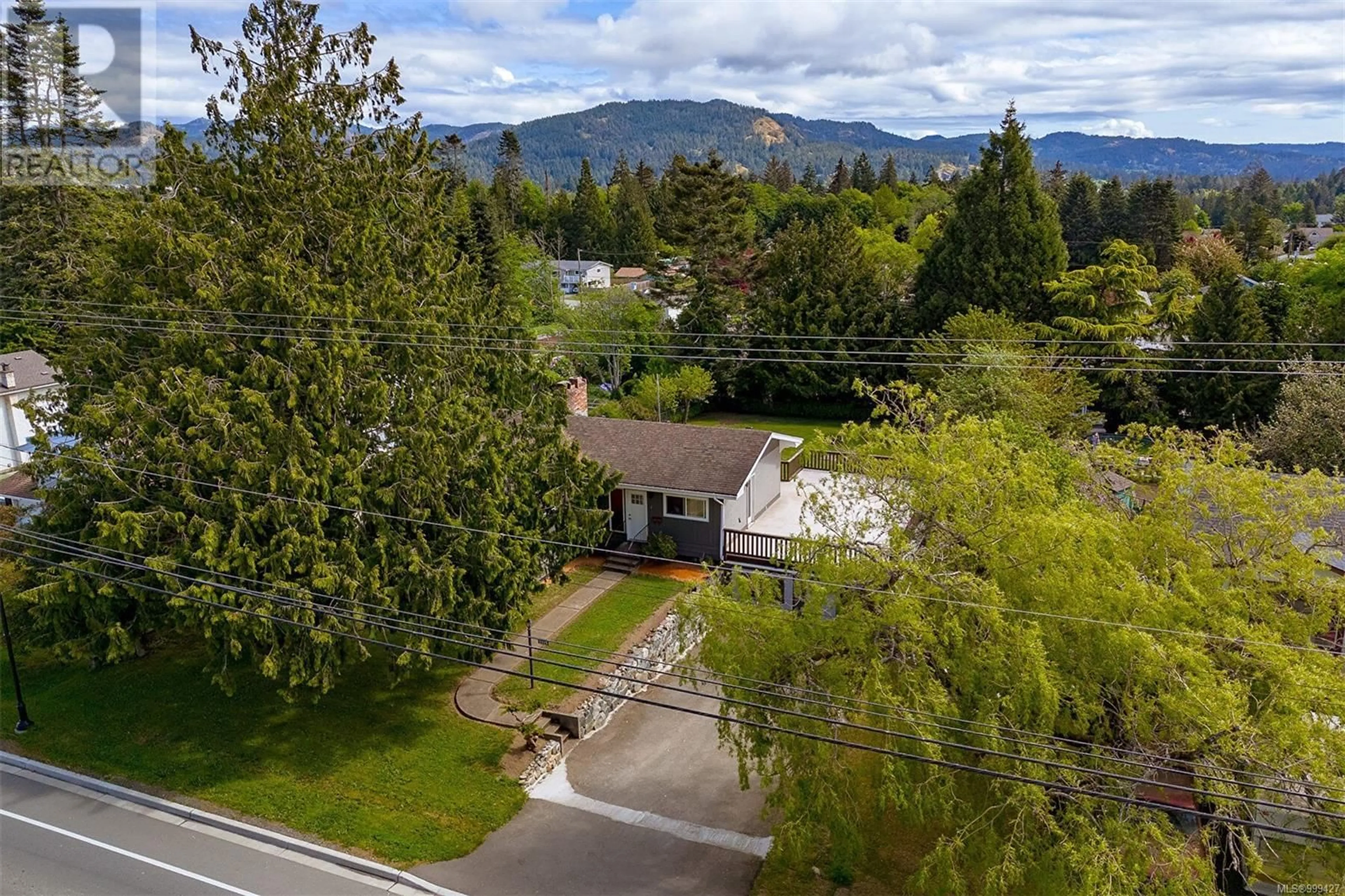 A pic from outside/outdoor area/front of a property/back of a property/a pic from drone, mountain view for 2115 CHURCH ROAD, Sooke British Columbia V9Z1H9