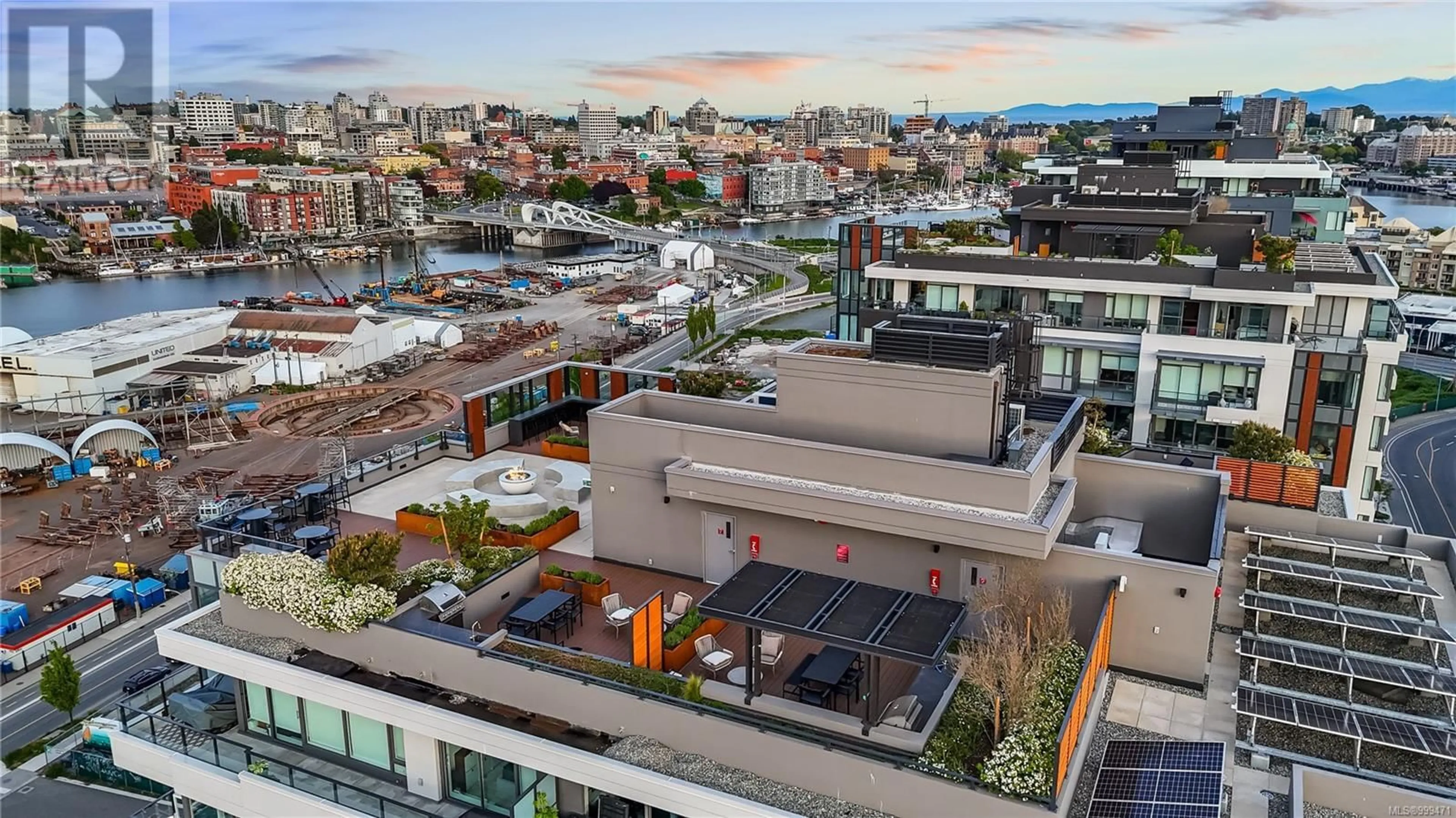 A pic from outside/outdoor area/front of a property/back of a property/a pic from drone, city buildings view from balcony for 908 - 369 TYEE ROAD, Victoria British Columbia V9A0B6