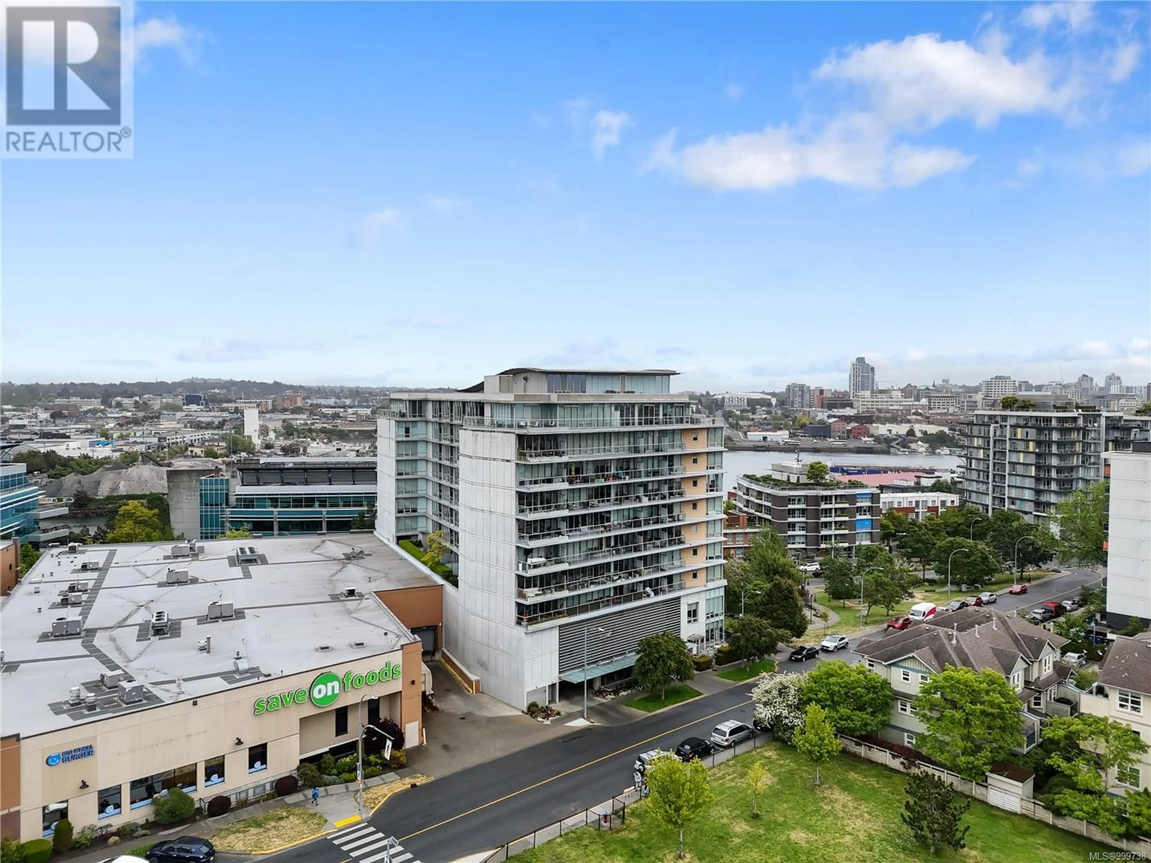 A pic from outside/outdoor area/front of a property/back of a property/a pic from drone, city buildings view from balcony for 1012 - 160 WILSON STREET, Victoria British Columbia V9A7P9