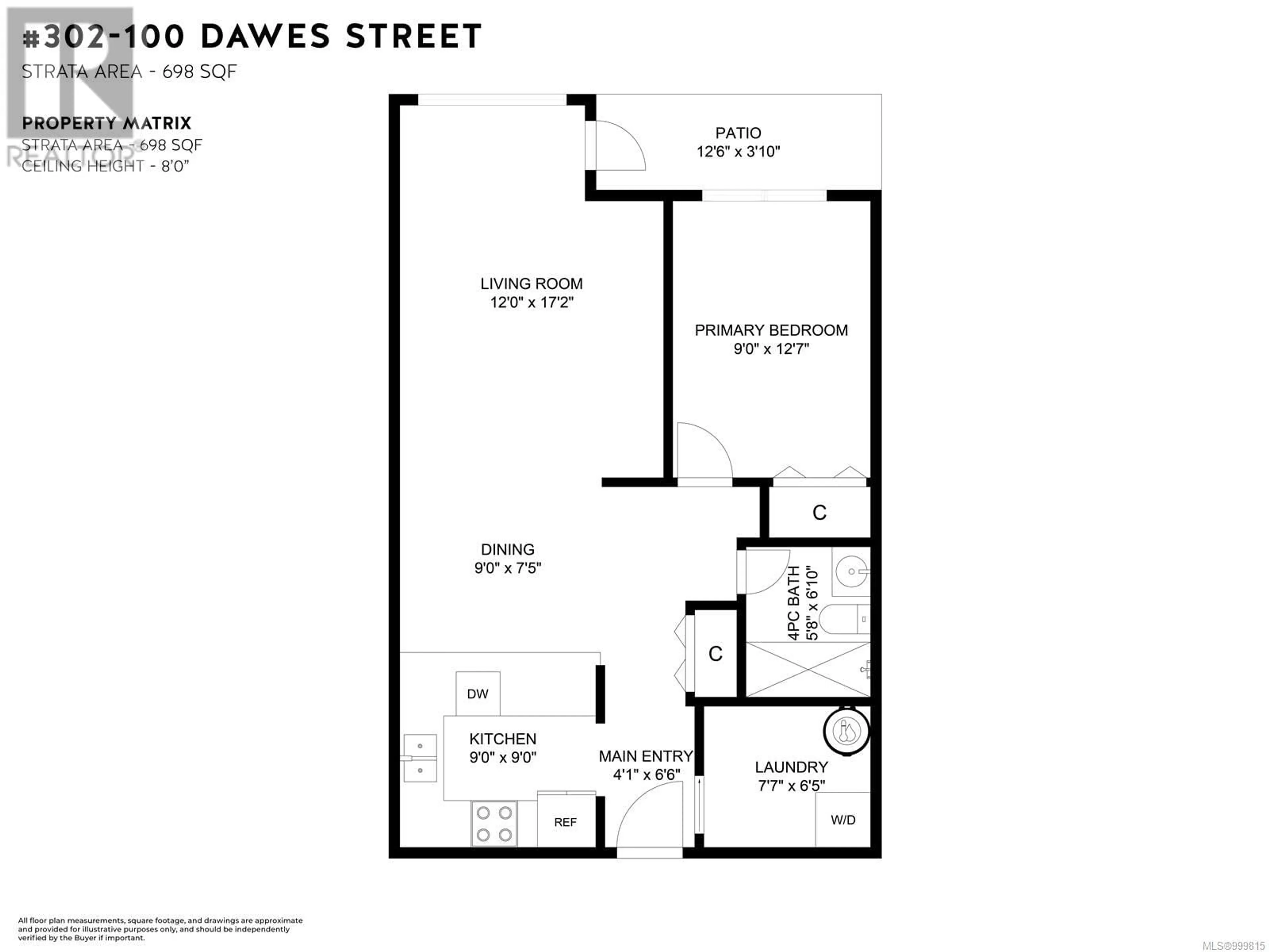 Floor plan for 302 - 100 DAWES STREET, Nanaimo British Columbia V9S1A3