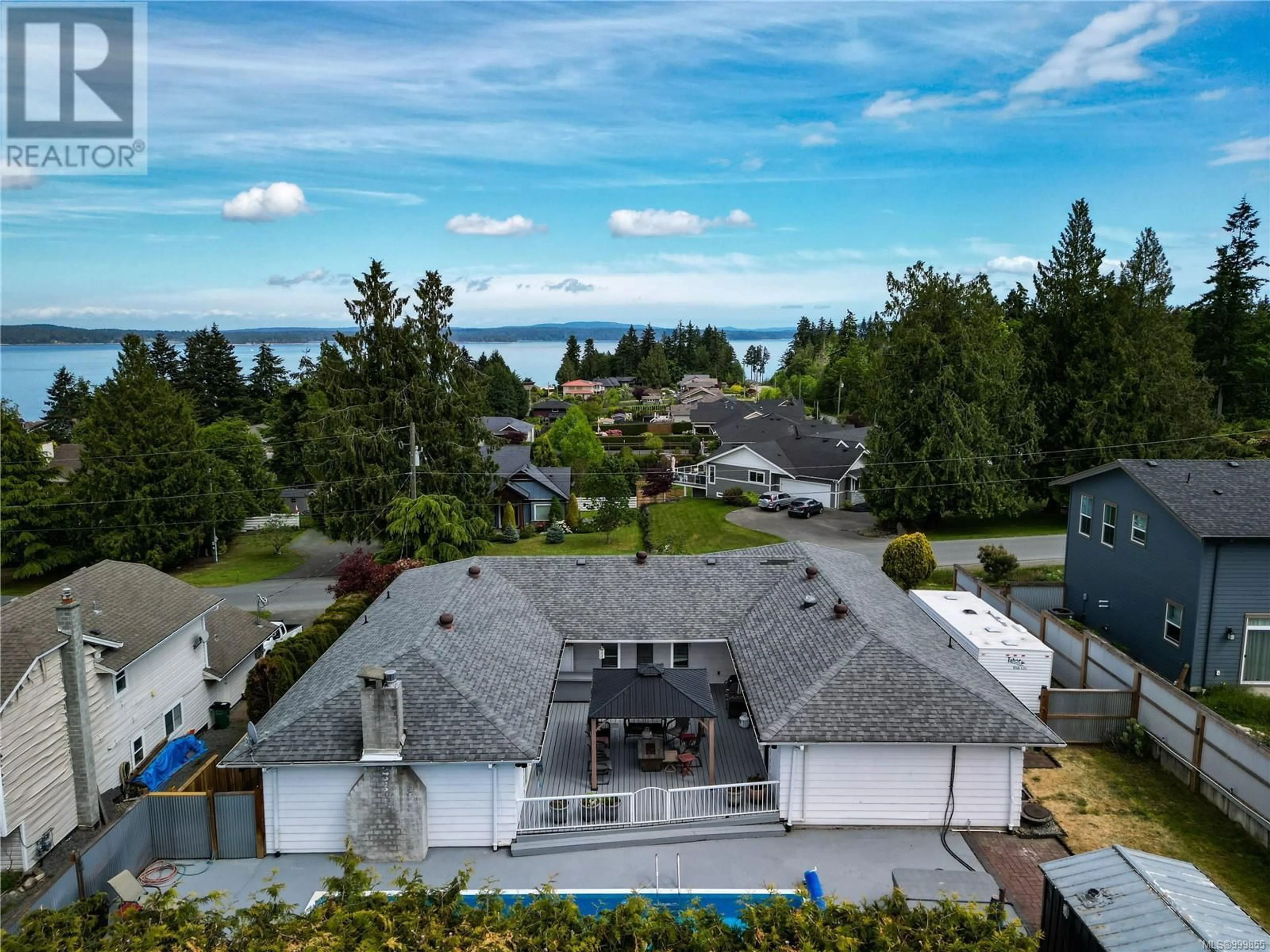 A pic from outside/outdoor area/front of a property/back of a property/a pic from drone, water/lake/river/ocean view for 10840 OLSEN ROAD, Saltair British Columbia V9G2B4
