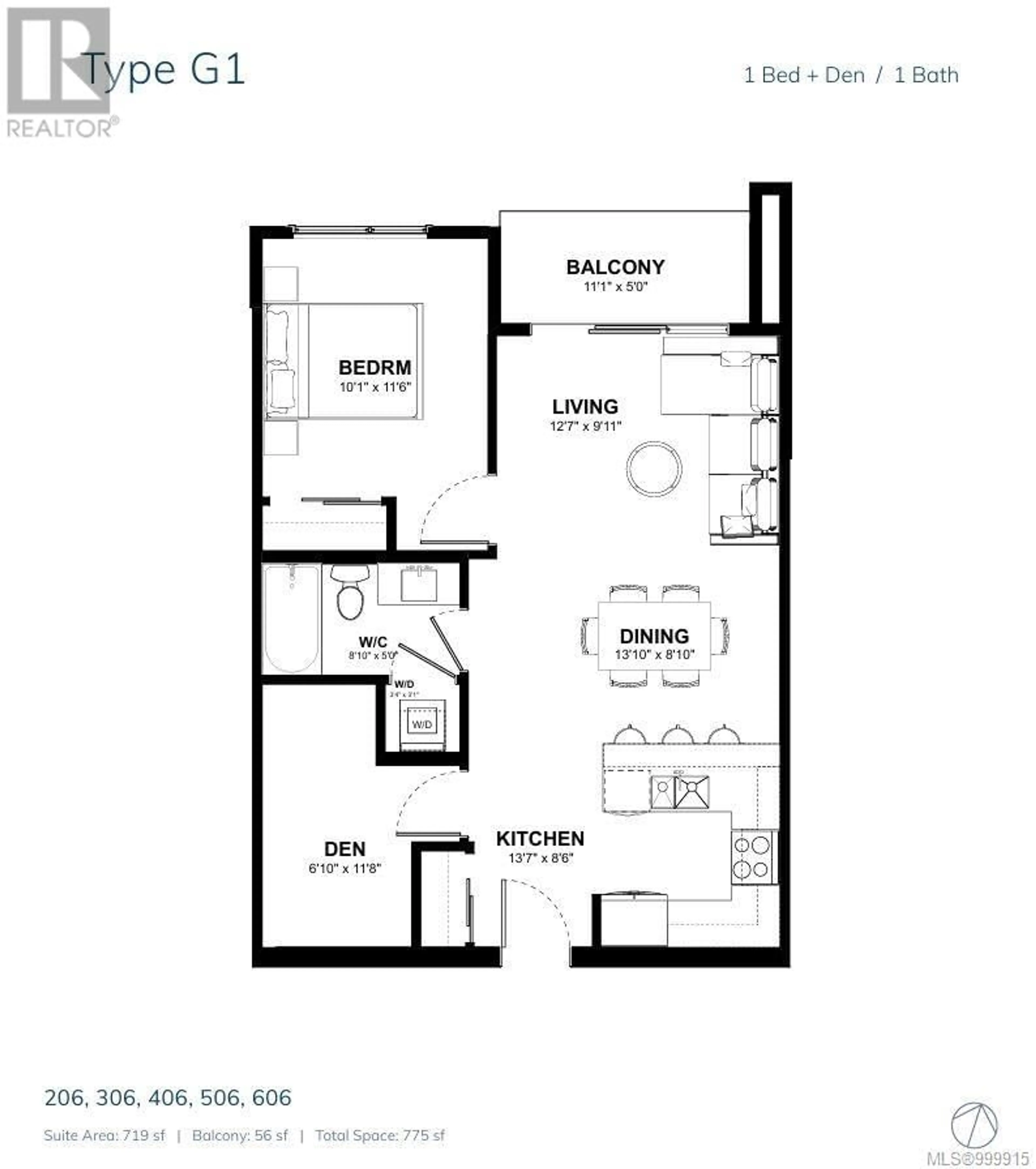 Floor plan for 206 - 777 STATION AVENUE, Langford British Columbia V9B2S1