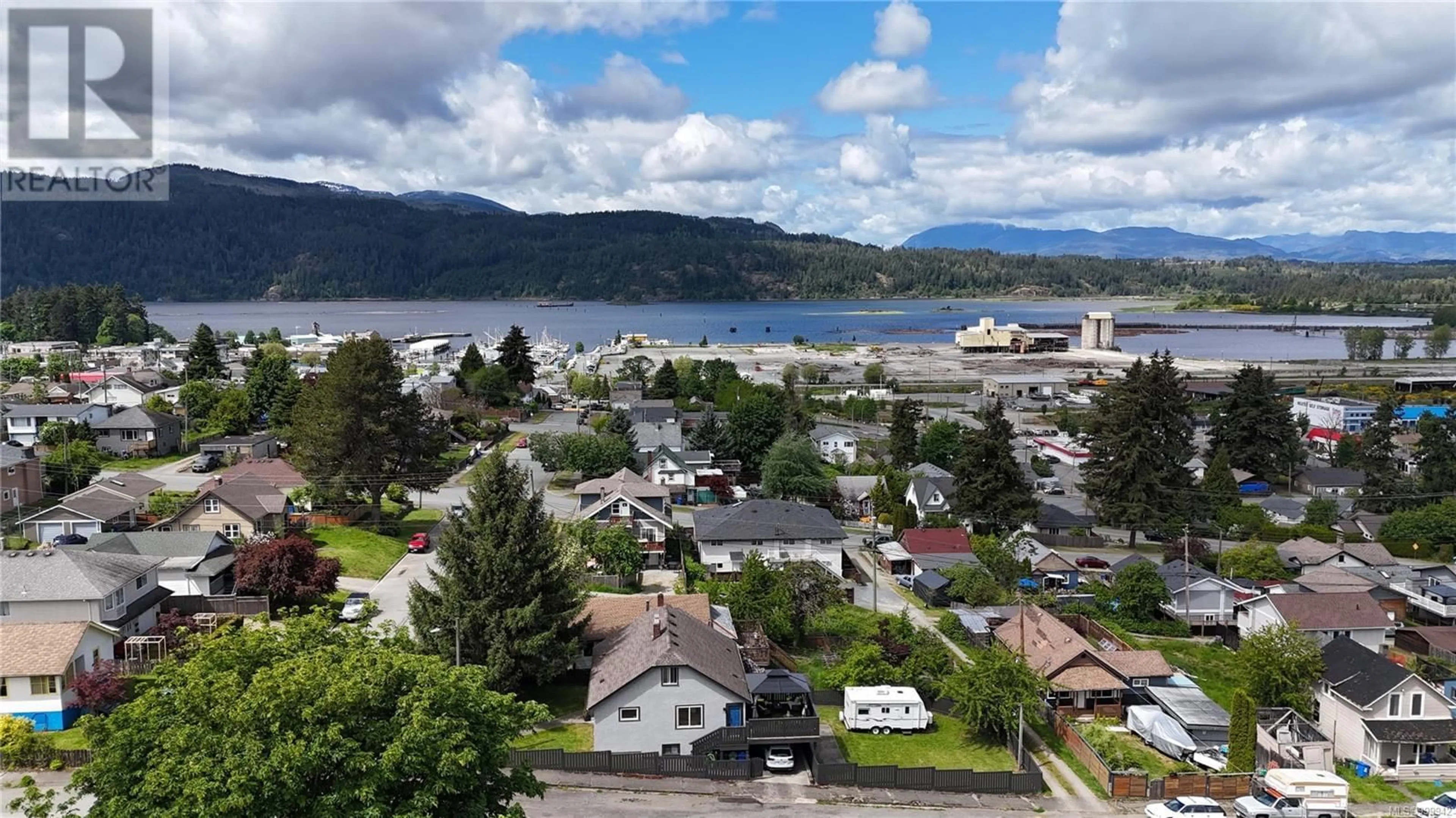 A pic from outside/outdoor area/front of a property/back of a property/a pic from drone, water/lake/river/ocean view for 4703 STRATHERN STREET, Port Alberni British Columbia V9Y3E8
