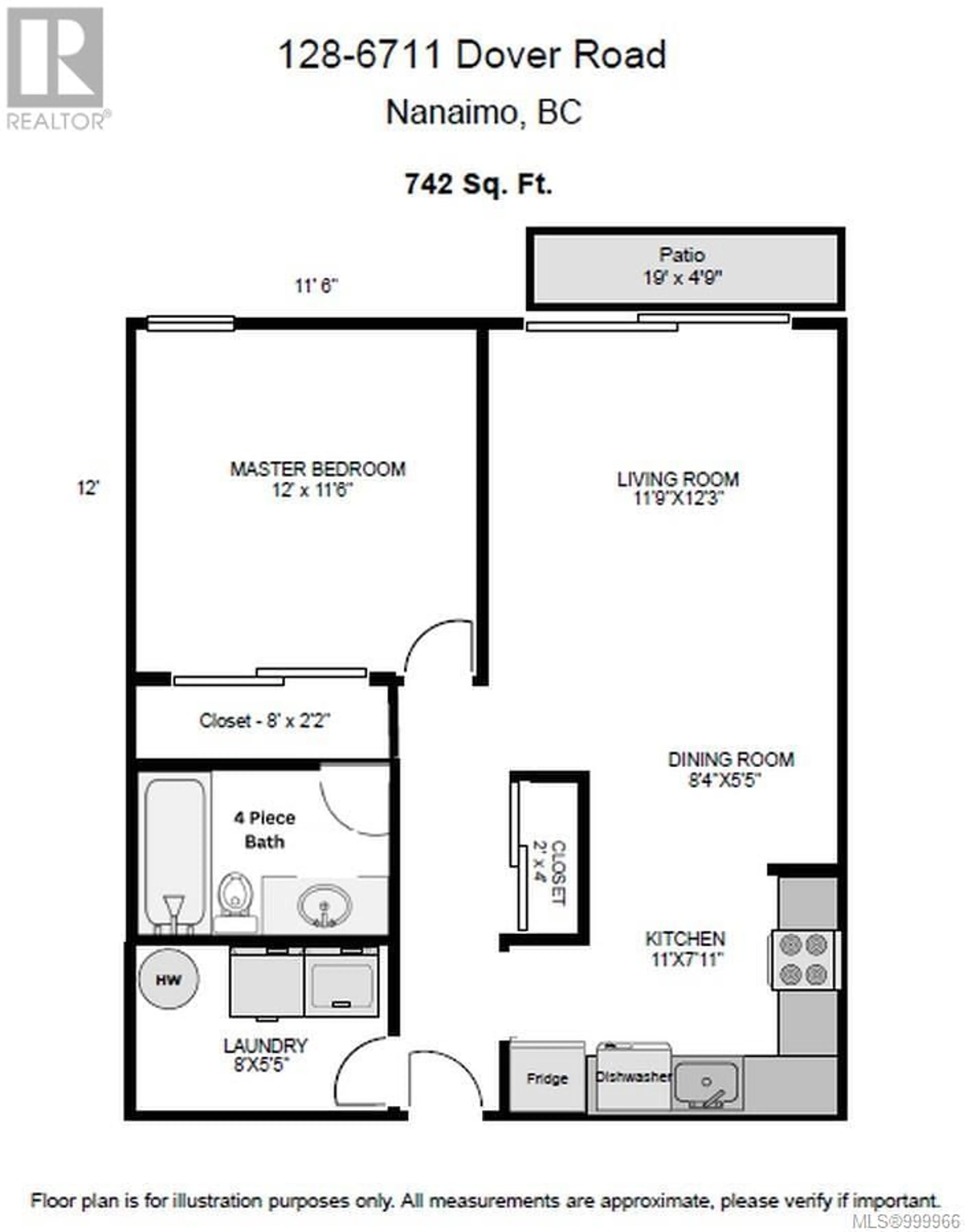 Floor plan for 128 - 6711 DOVER ROAD, Nanaimo British Columbia V9V1L9