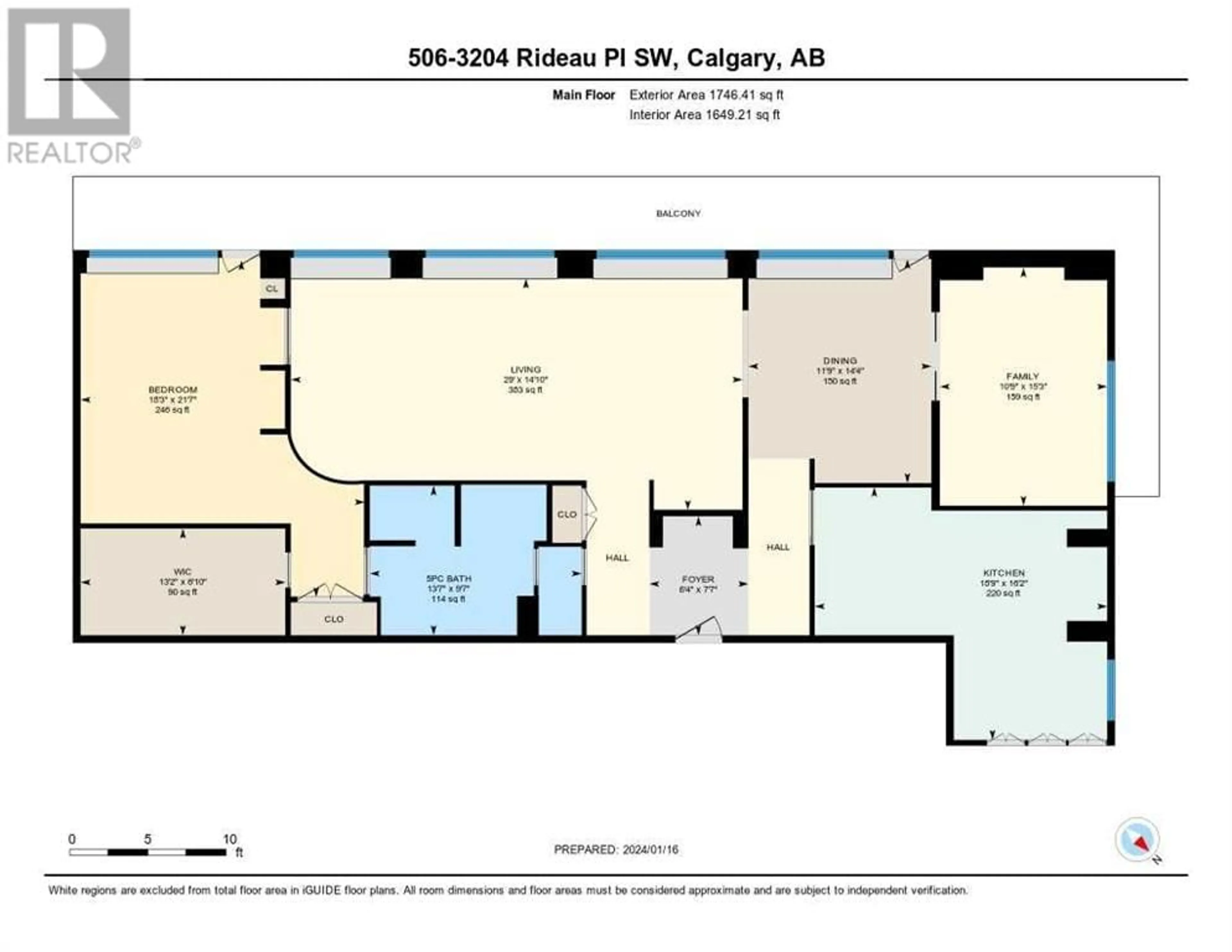 Floor plan for 506 3204 Rideau Place SW, Calgary Alberta T2W1Z2