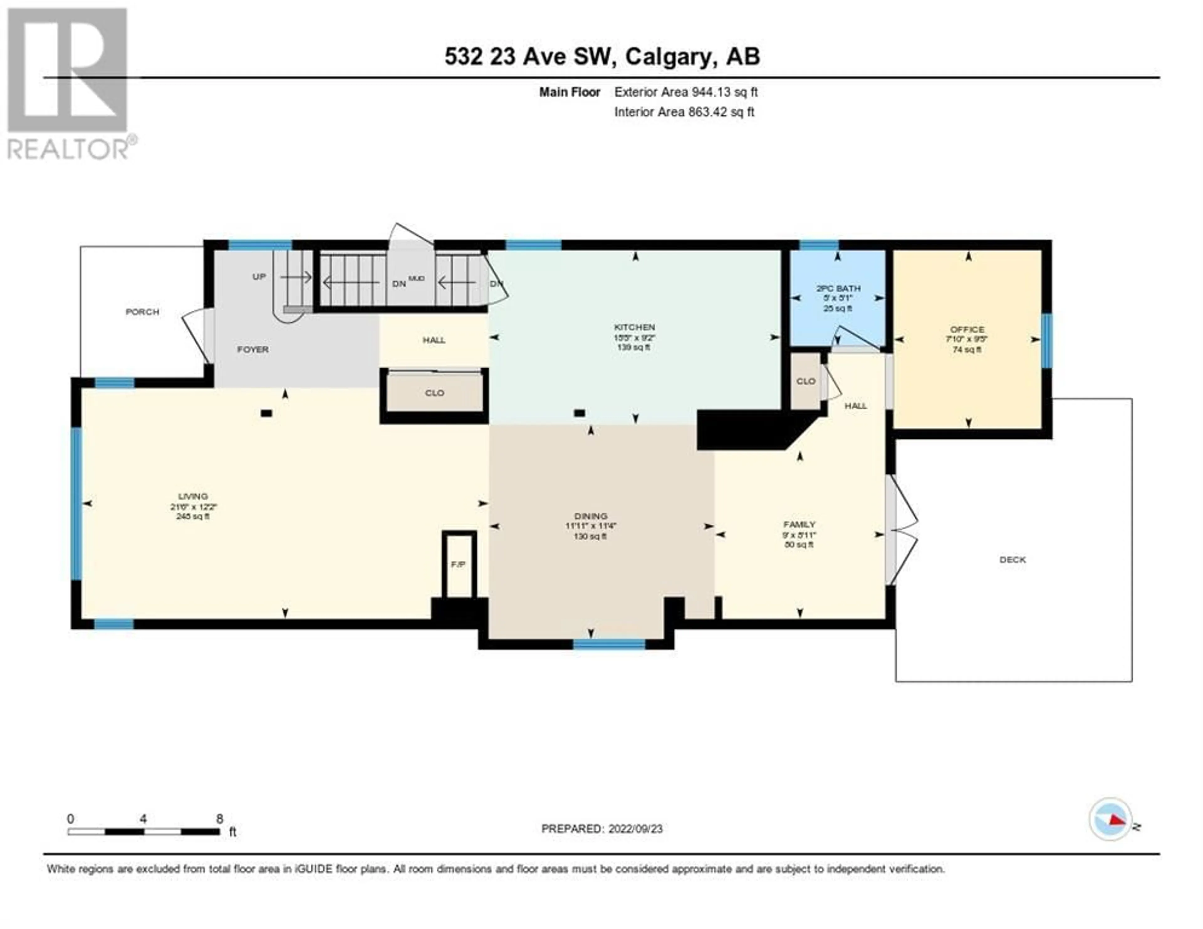 Floor plan for 532 23 Avenue SW, Calgary Alberta T2S0Y5
