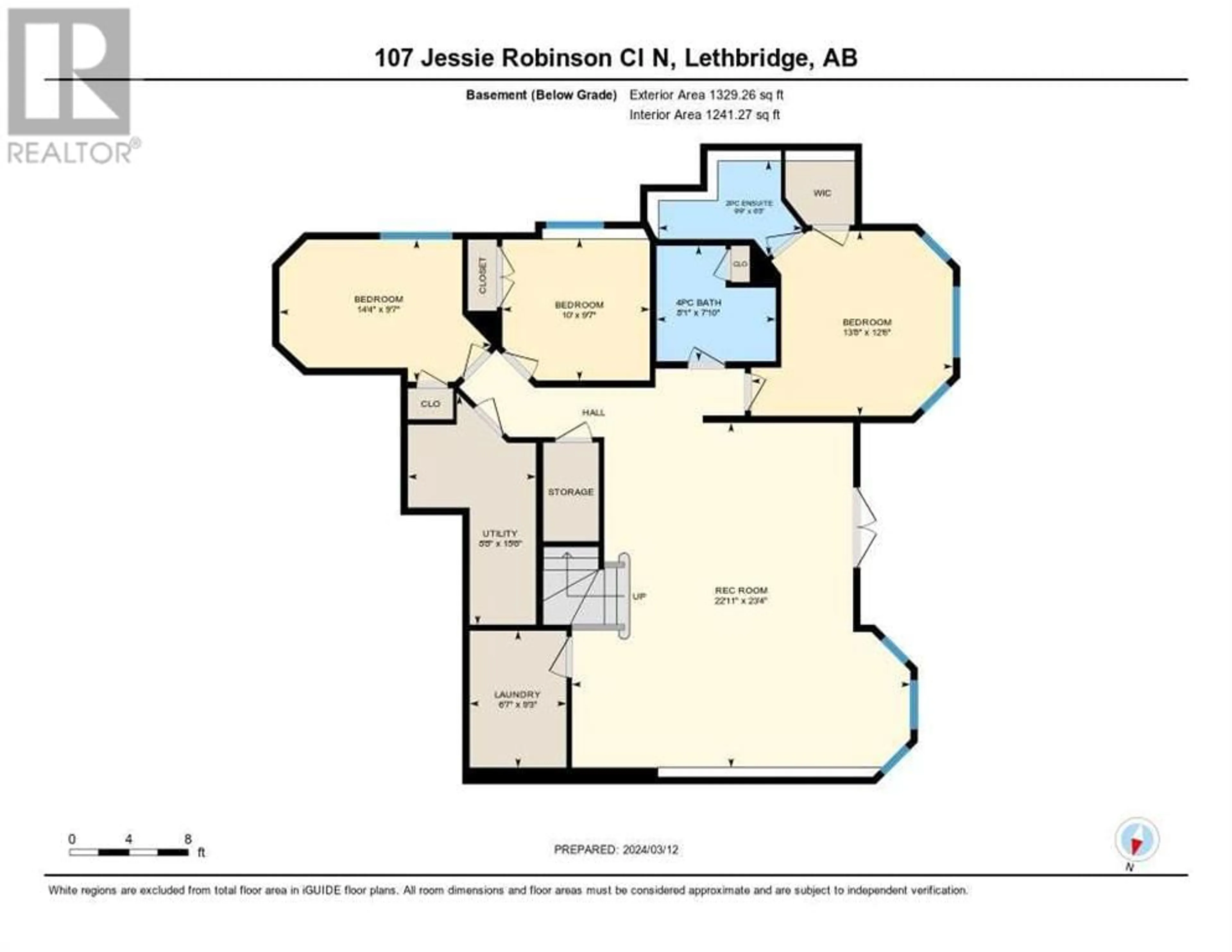 Floor plan for 107 Jessie Robinson Close N, Lethbridge Alberta T1H3Y8