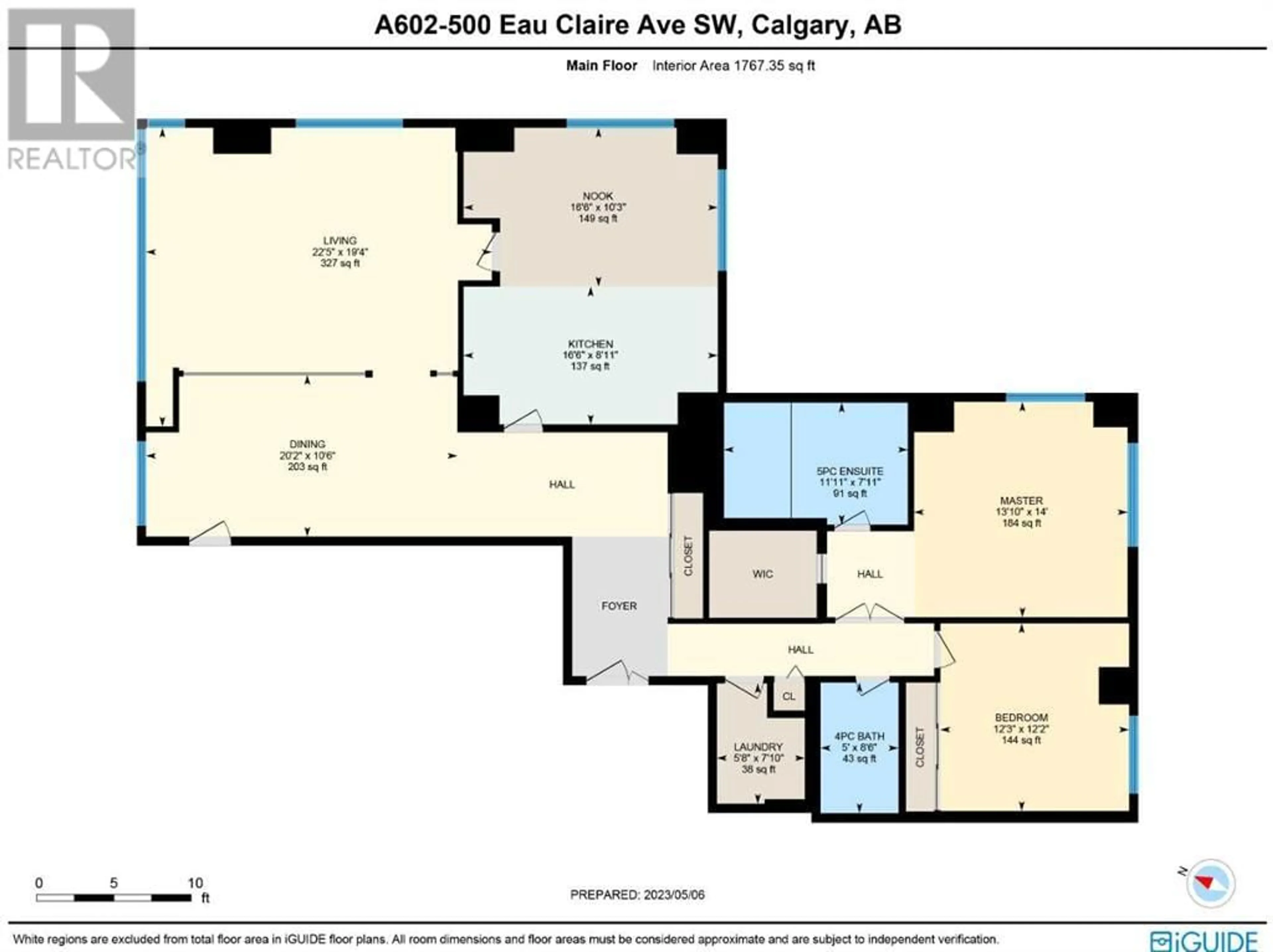 Floor plan for 602A 500 Eau Claire Avenue SW, Calgary Alberta T2P3R8