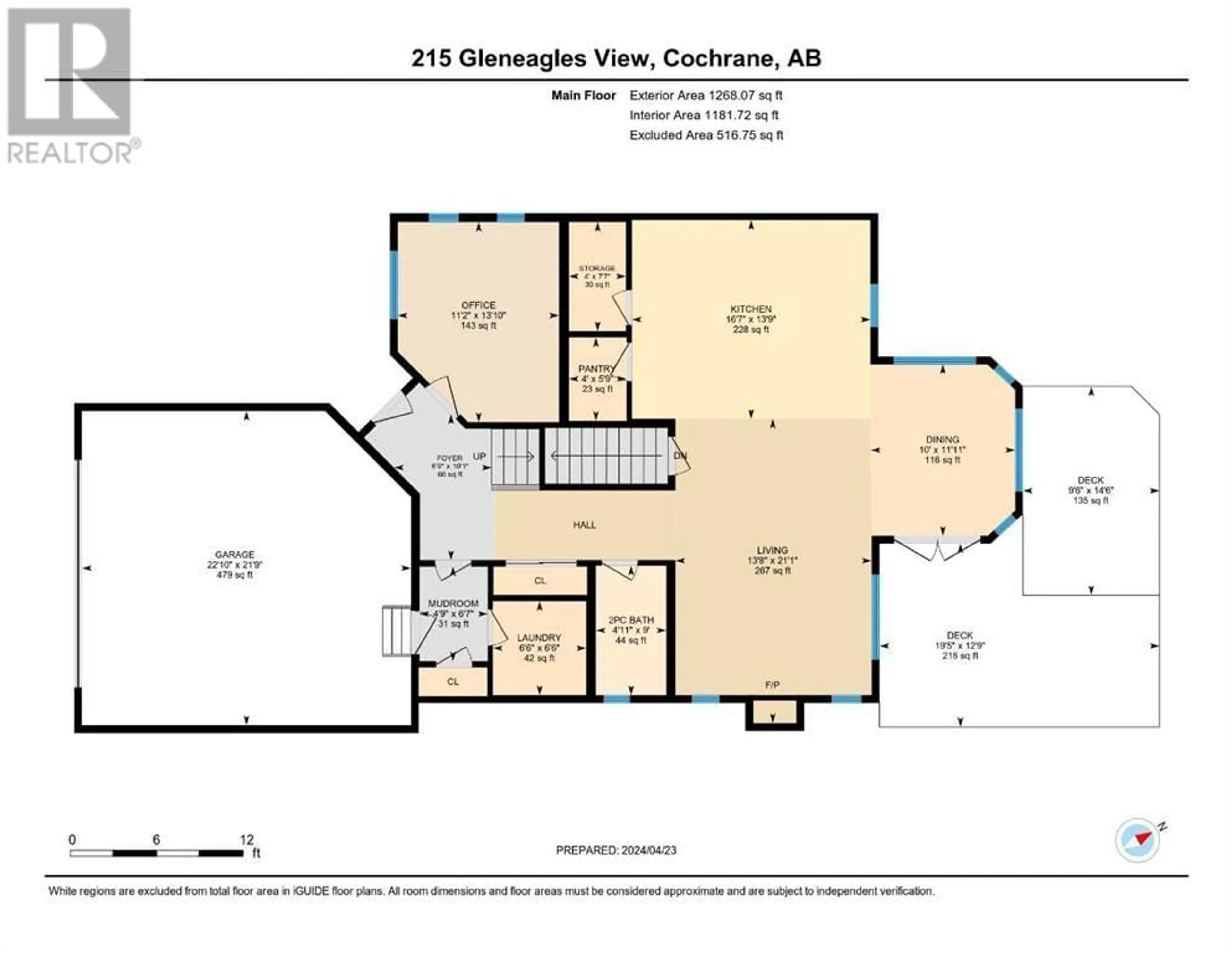 Floor plan for 215 Gleneagles View, Cochrane Alberta T4C2G5
