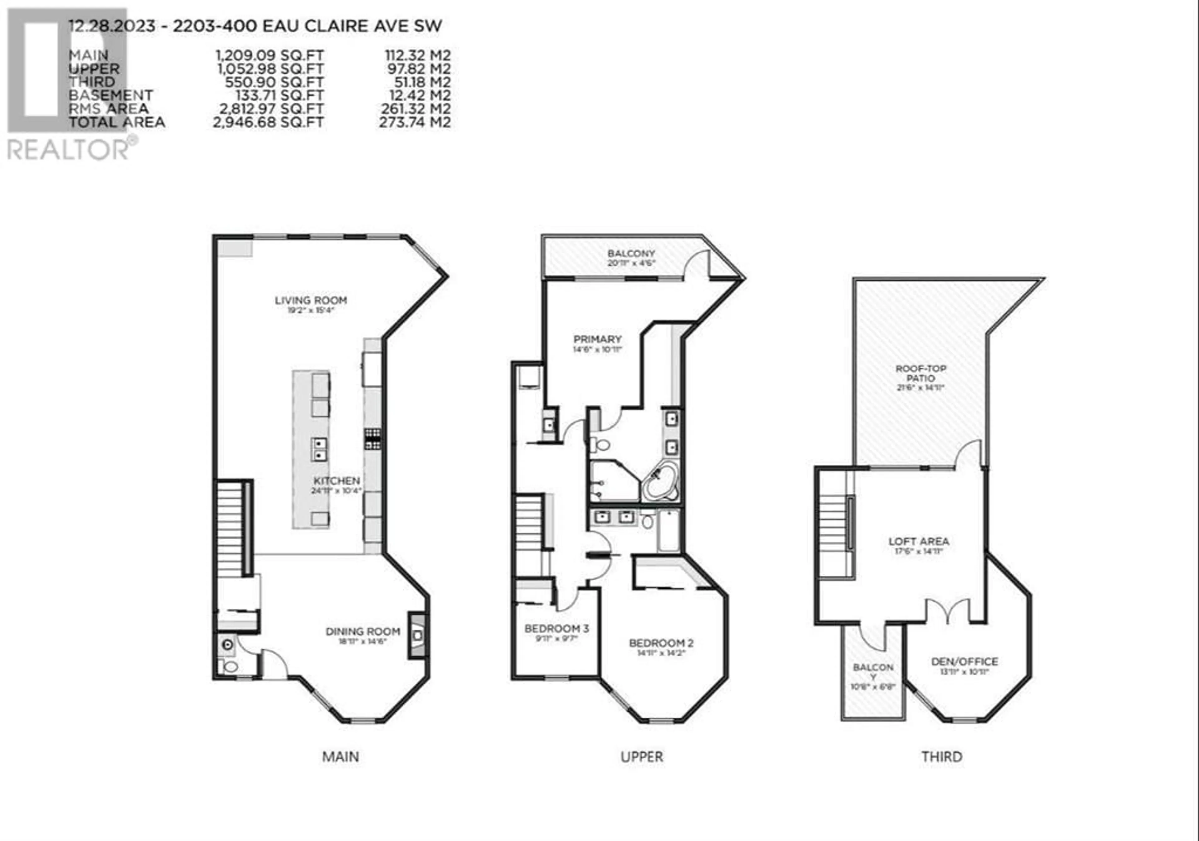Floor plan for 2203 400 Eau Claire Avenue SW, Calgary Alberta T2P4X2