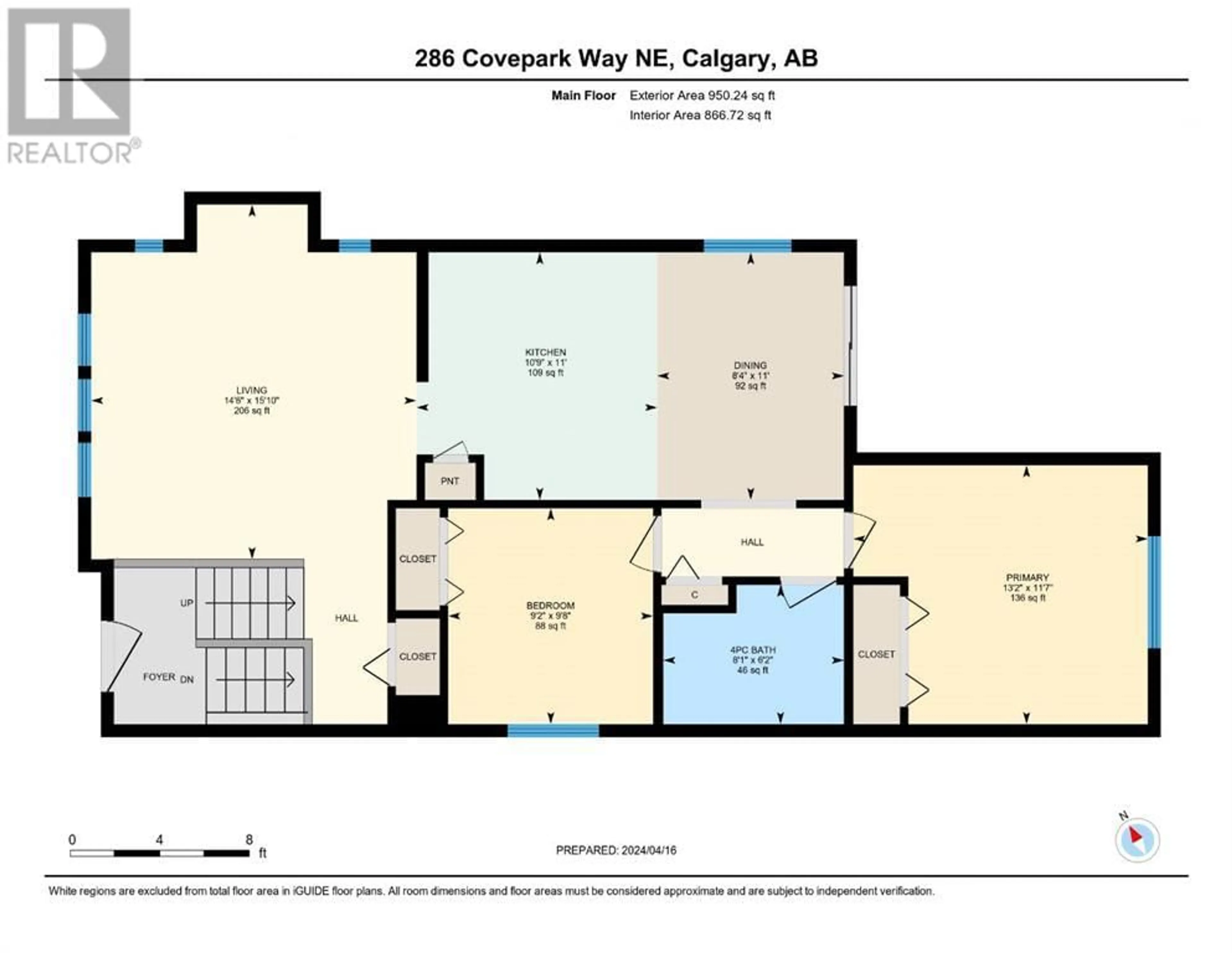 Floor plan for 286 Covepark Way NE, Calgary Alberta T3K5T6
