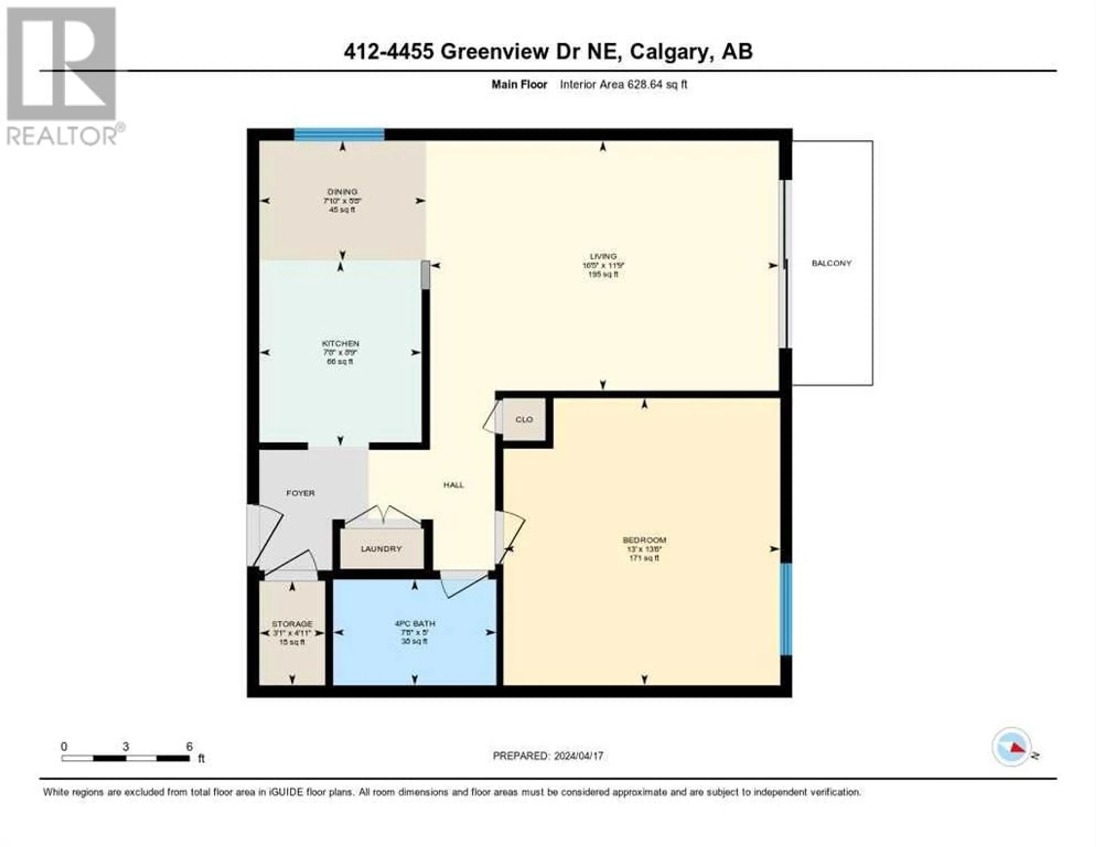 Floor plan for 412A 4455 Greenview Drive NE, Calgary Alberta T2E6M1