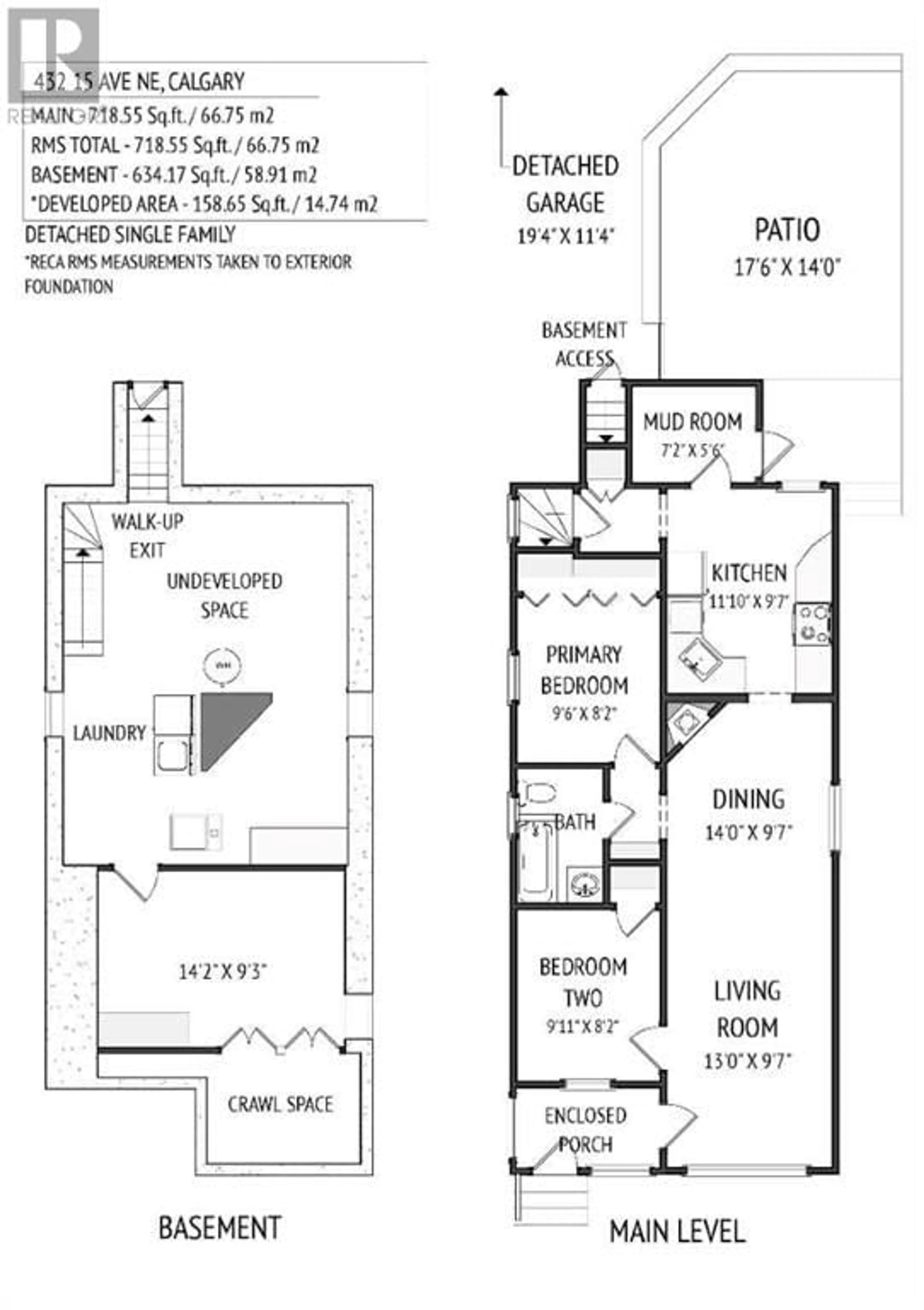 Floor plan for 432 15 Avenue NE, Calgary Alberta T2E1H4