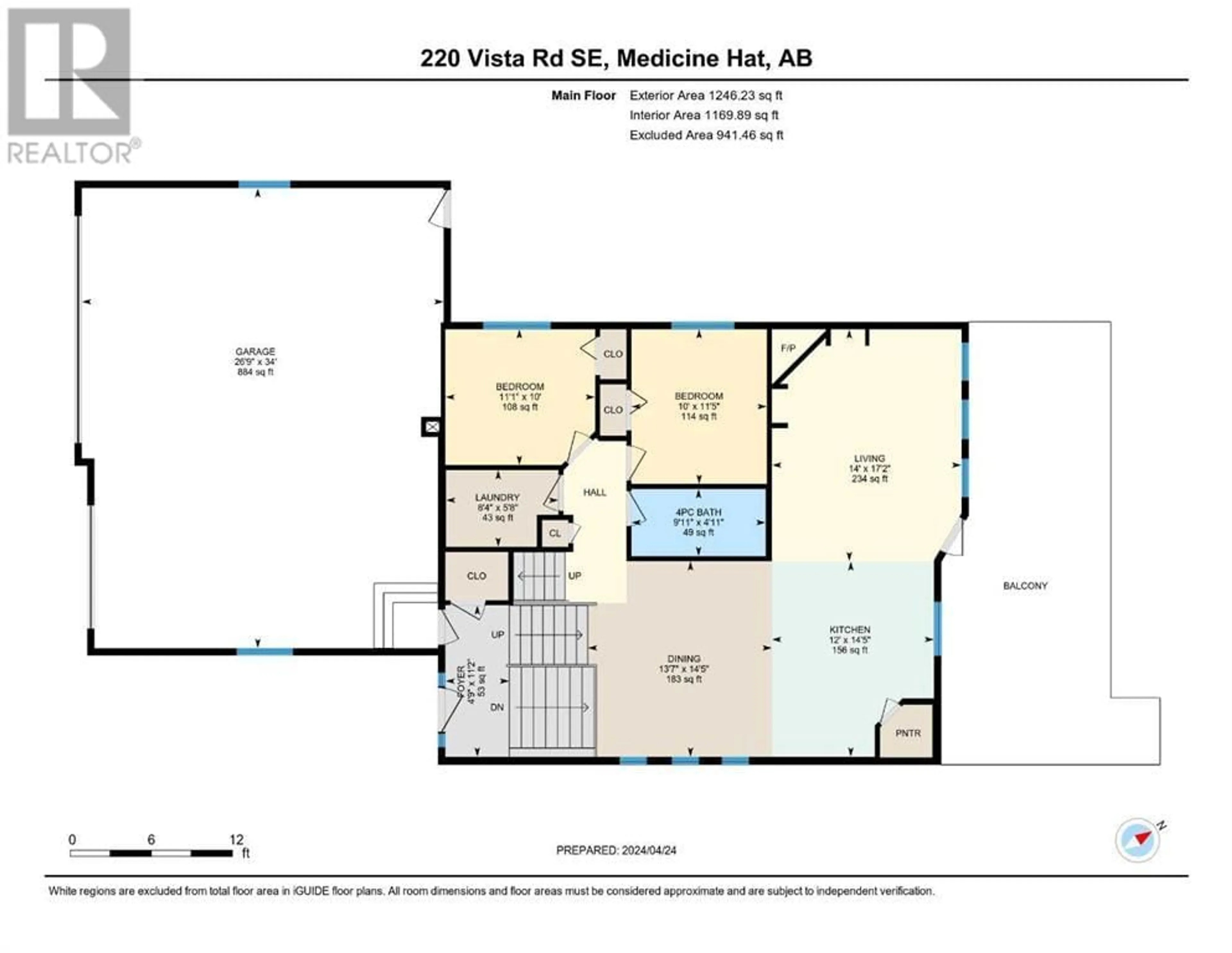 Floor plan for 220 Vista Road SE, Medicine Hat Alberta T1B4Y4