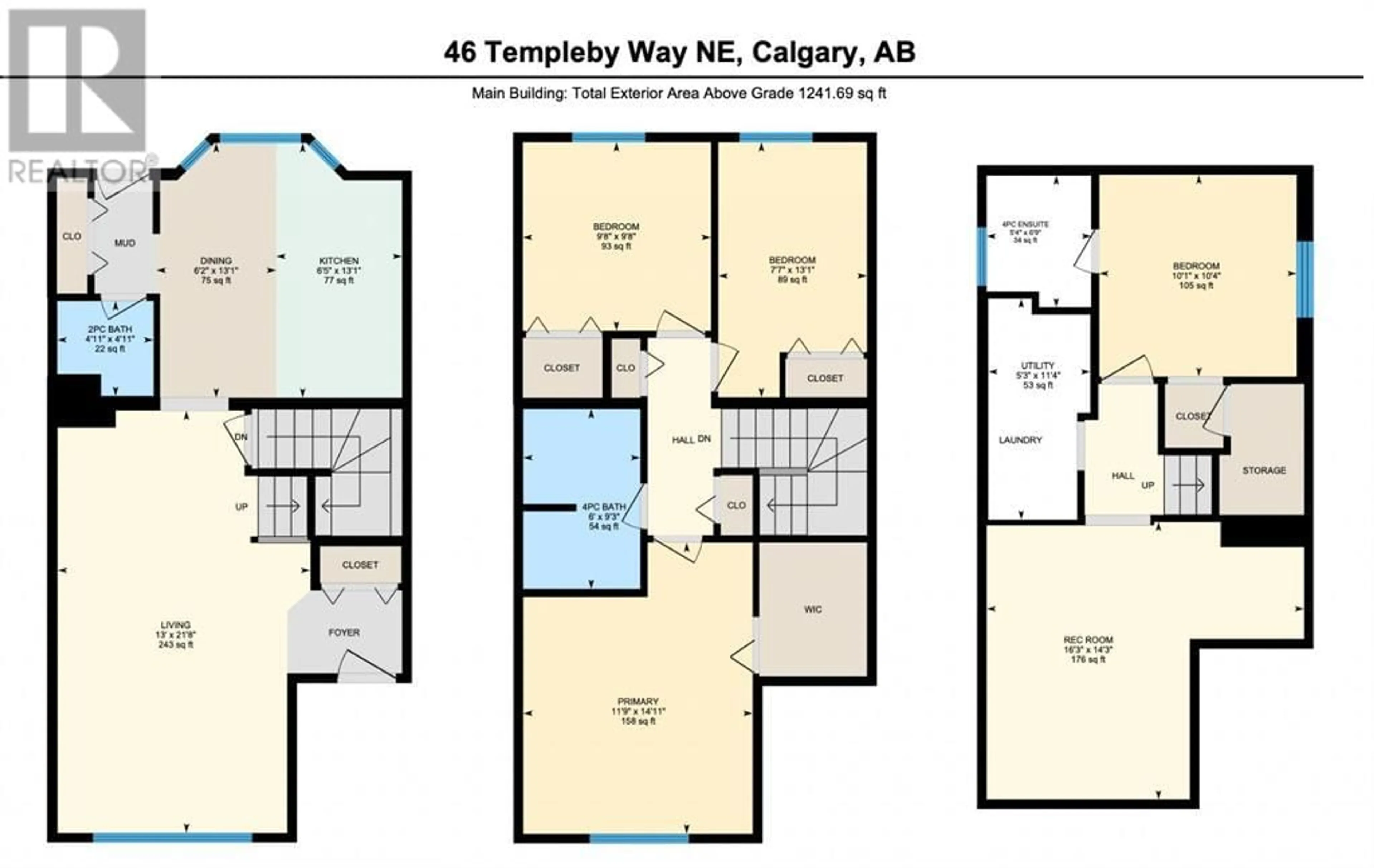 Floor plan for 46 Templeby Way NE, Calgary Alberta T1Y5N8