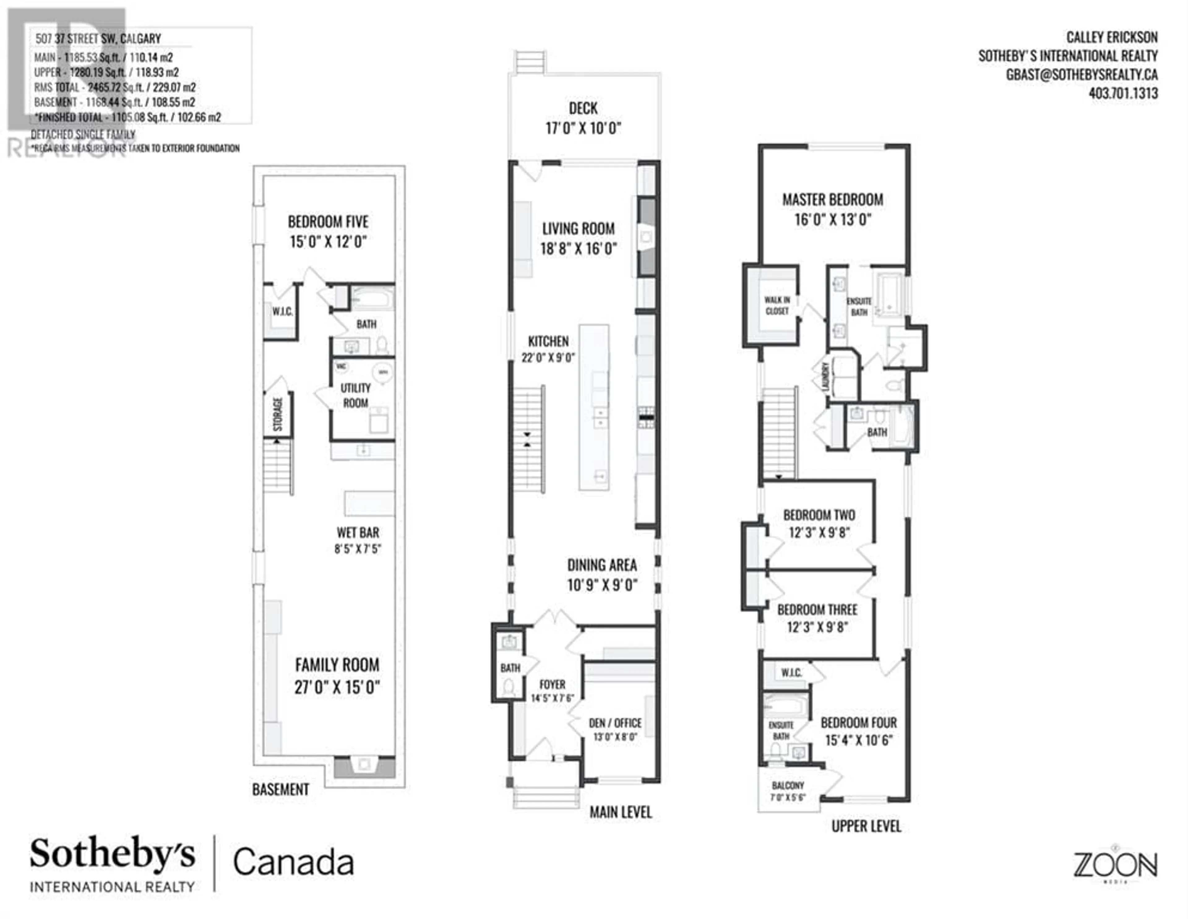 Floor plan for 507 37 Street SW, Calgary Alberta T3C1R8