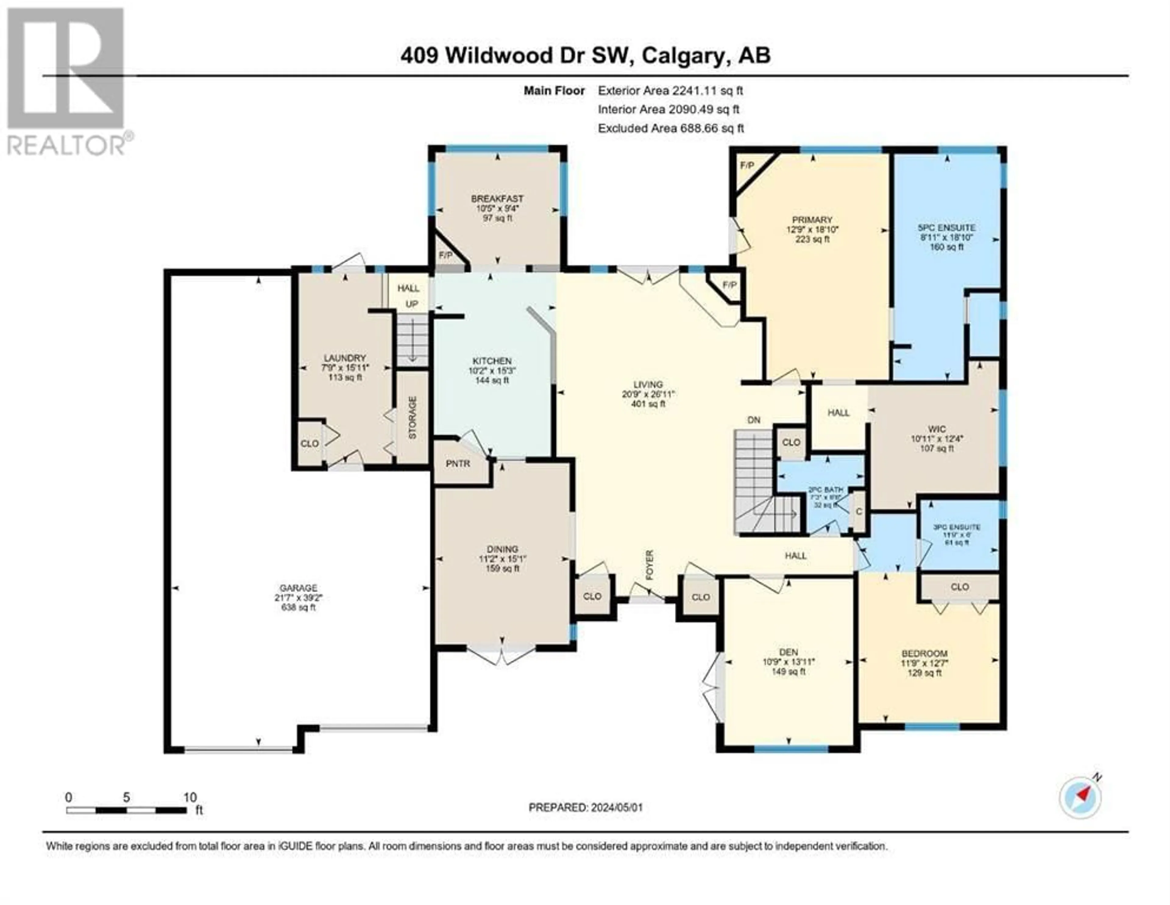 Floor plan for 409 Wildwood Drive SW, Calgary Alberta T3C3E4