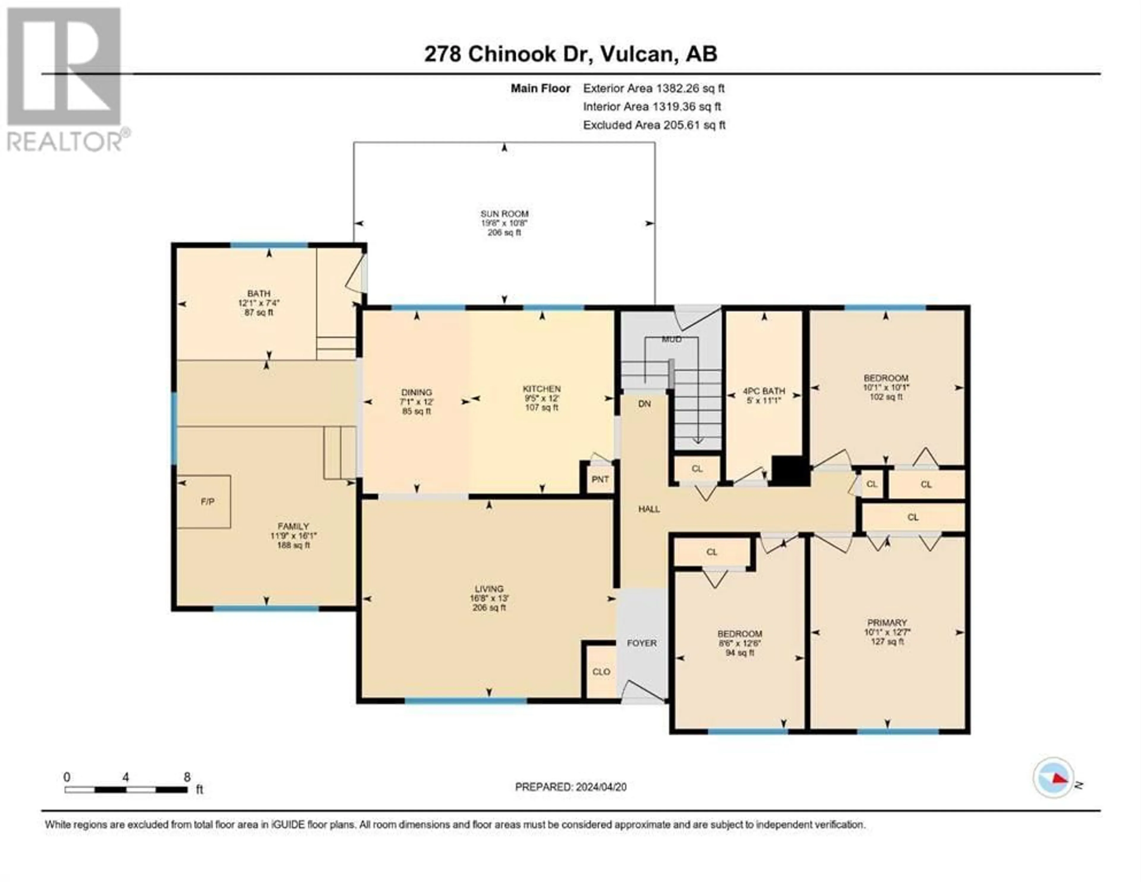 Floor plan for 278 Chinook Drive, Vulcan Alberta T0L2B0